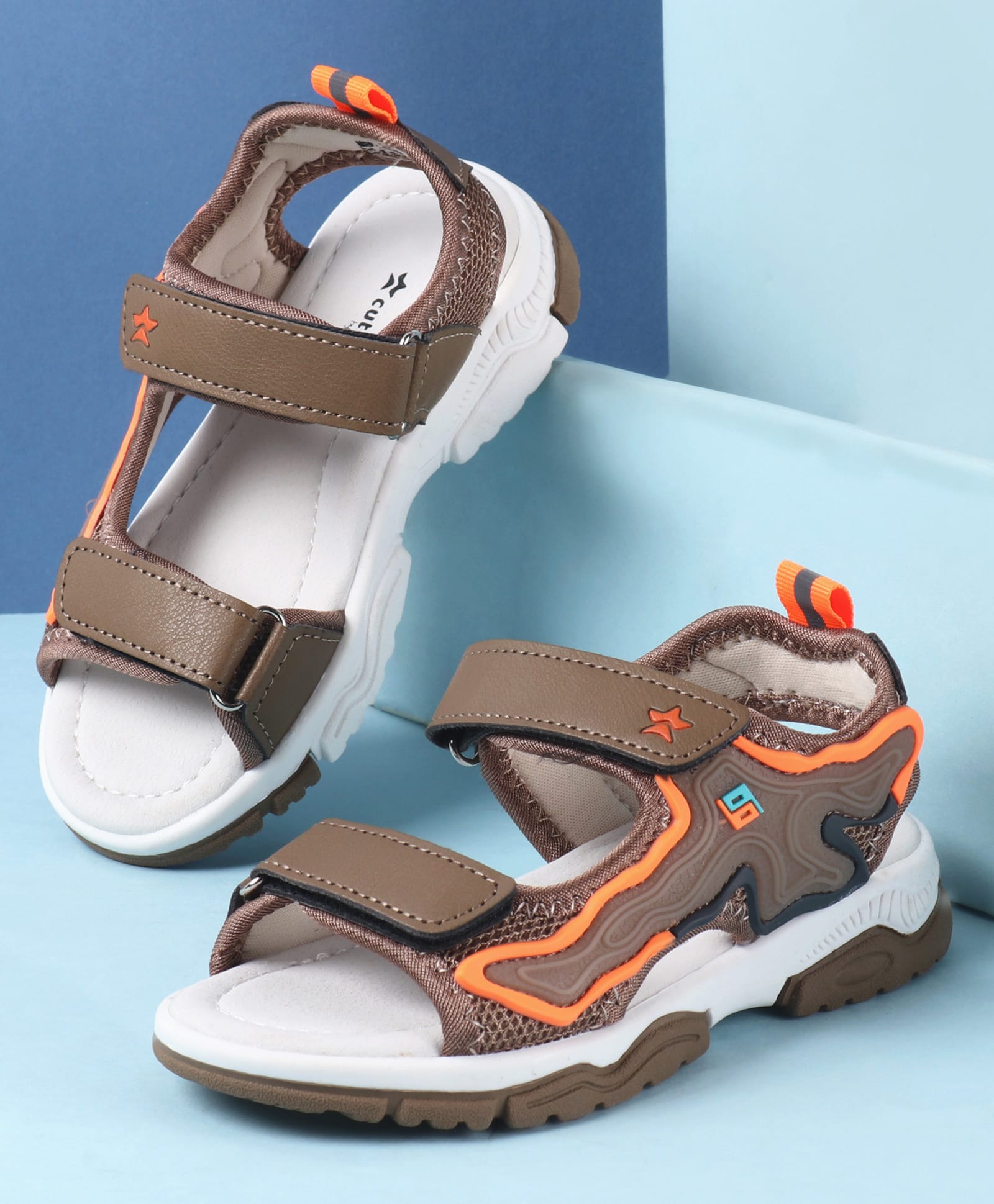 Cute Walk by Babyhug Velcro Closure Sandals - Brown-image-22