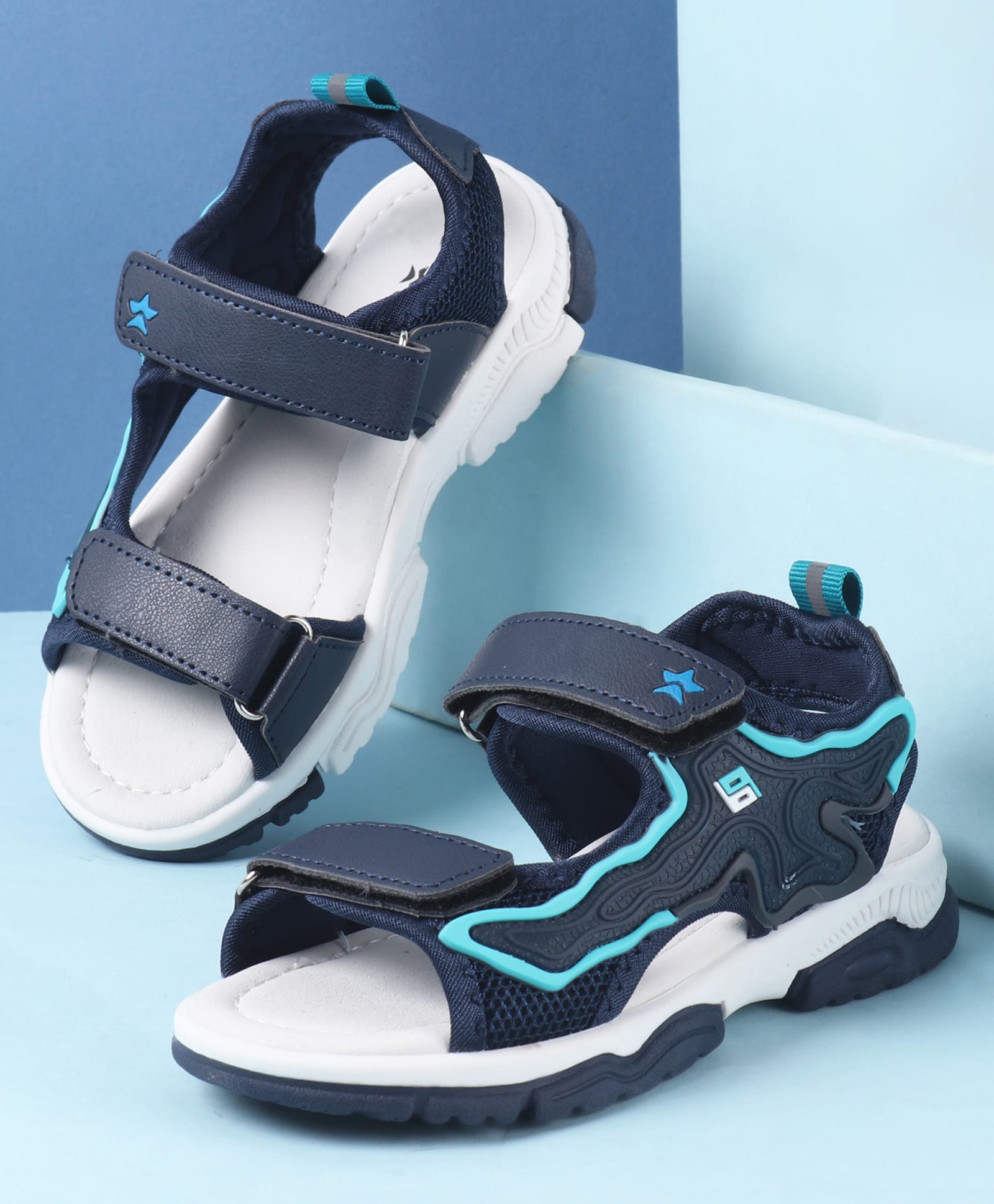 Cute Walk by Babyhug Velcro Closure Sandals - Navy Blue-picture-25