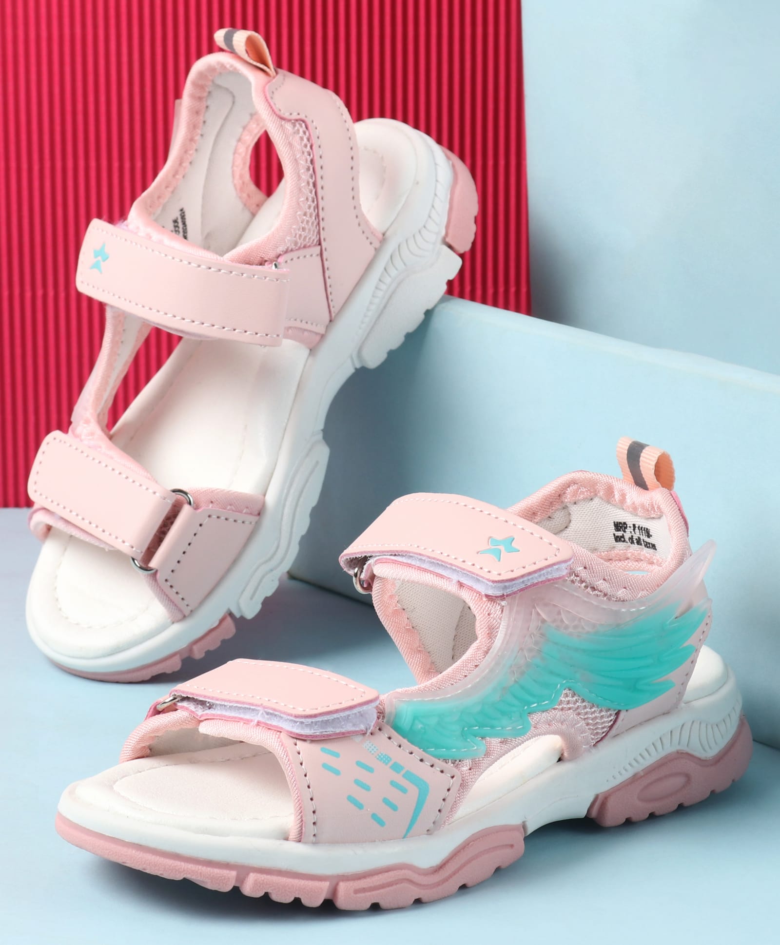 Cute Walk by Babyhug Velcro Closure Sandals with Feather Applique - Pink-picture-21