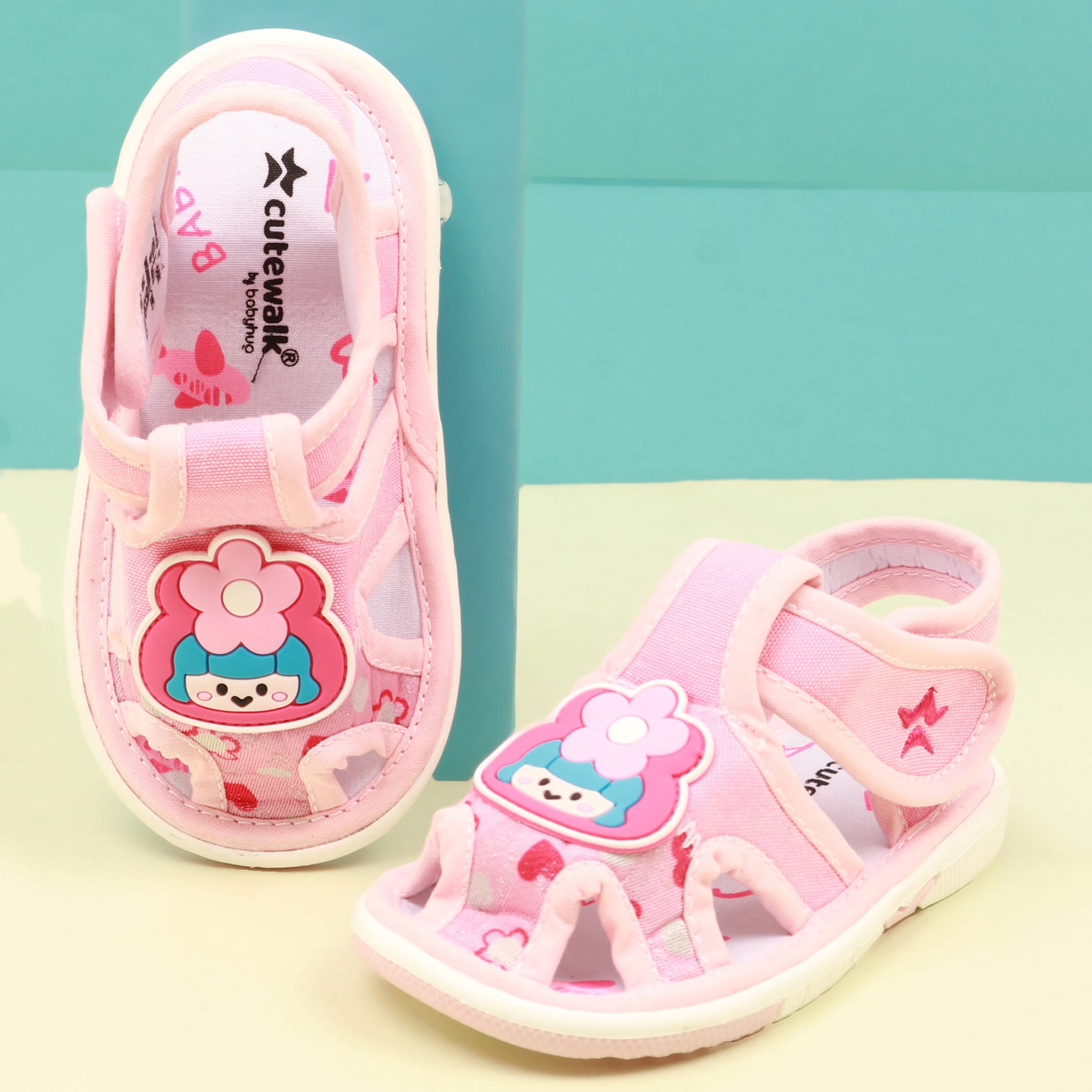 Cute Walk by Babyhug Velcro Closure Sandal with Floral Applique - Pink-picture-27