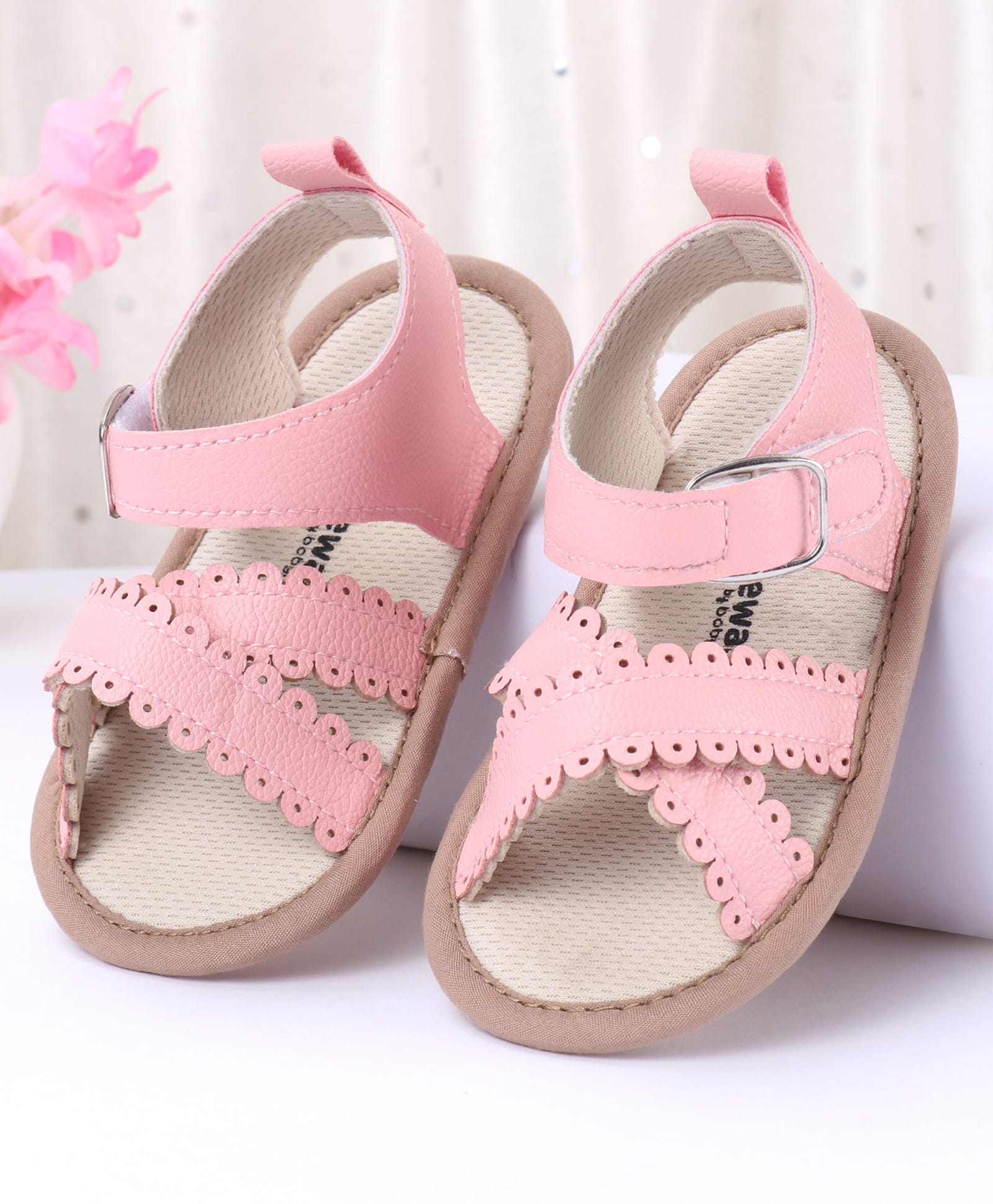 Cute Walk by Babyhug Designed Solid Booties with Velcro Closure - Pink-picture-14