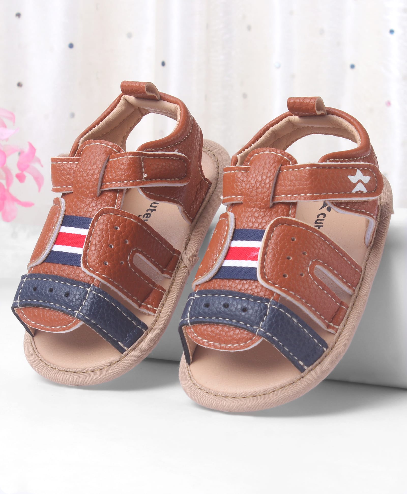 Cute Walk by Babyhug Booties With Velcro Closure - Brown-image-13