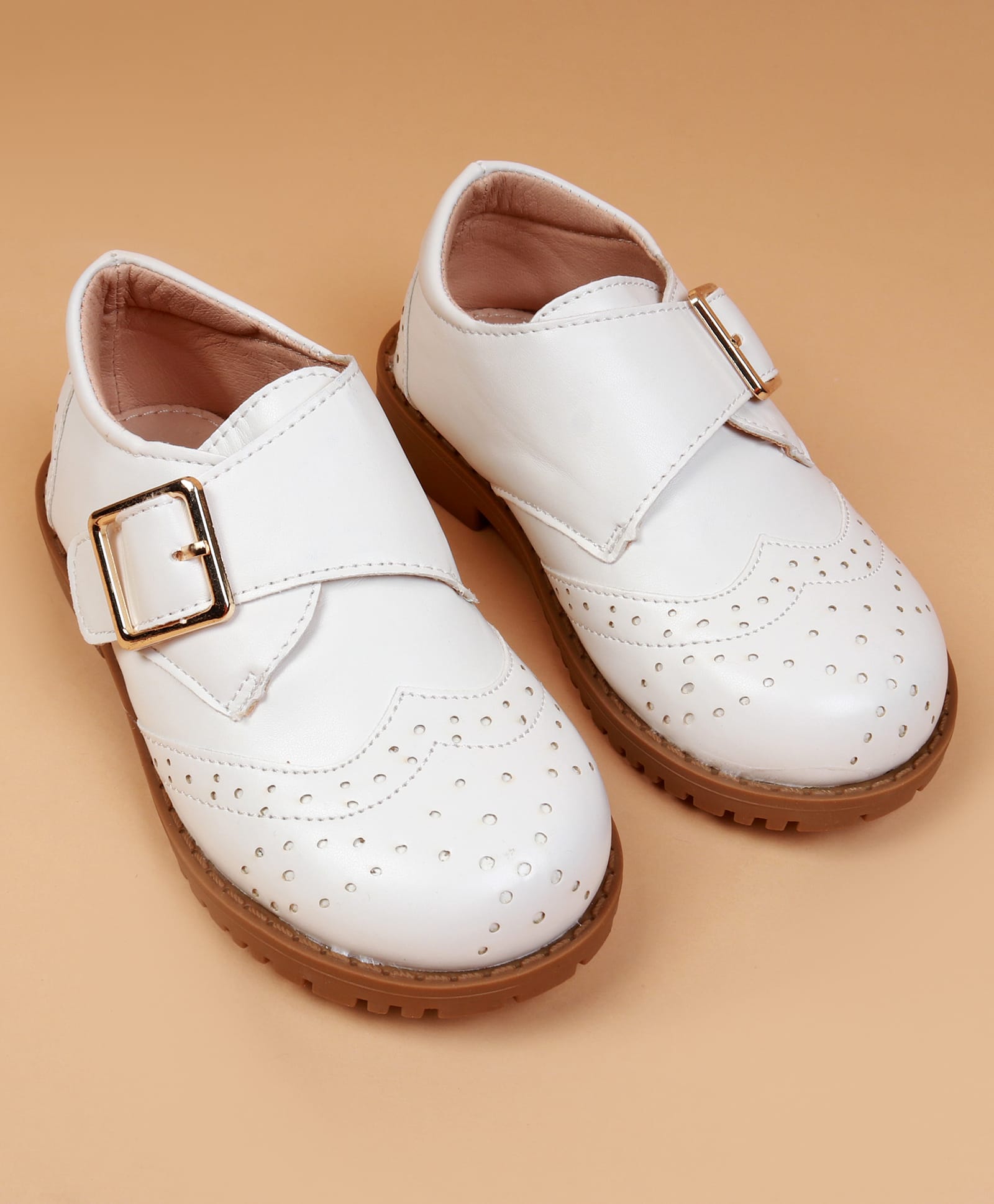 Babyoye Velcro Closure Solid Party Shoes - White-image-45