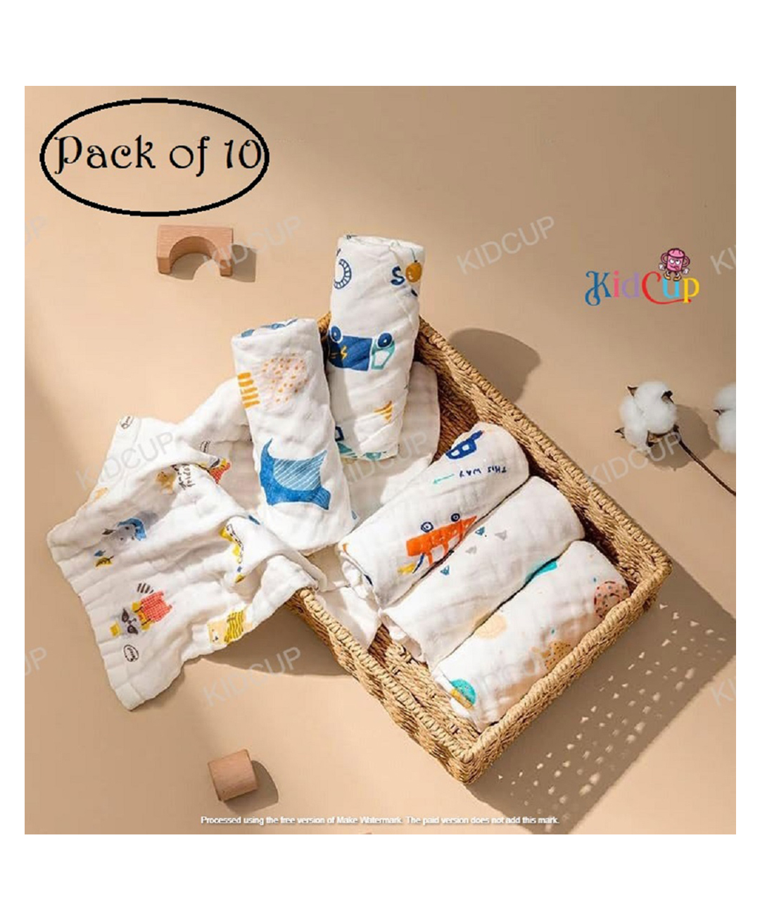 Kidcup baby napkin Printed Color Square Scarf (pack of 10) (Color May Vary)-image-46