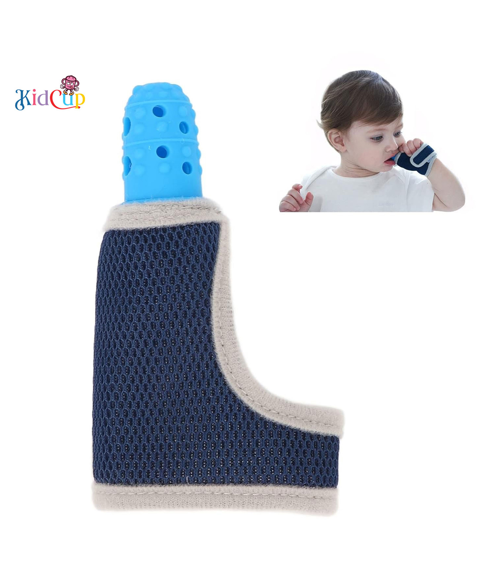 Kidcup Baby Finger Guard Adjustable Protector Soft Silicone Stop Sucking Glove - Blue-image-45