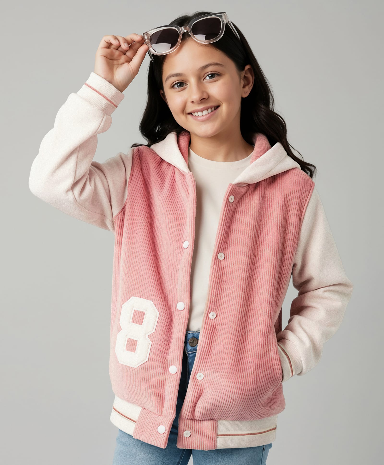Pine Kids Woven Full Sleeves Hooded Sweatjacket With Number Embroidery - Pink-picture-22