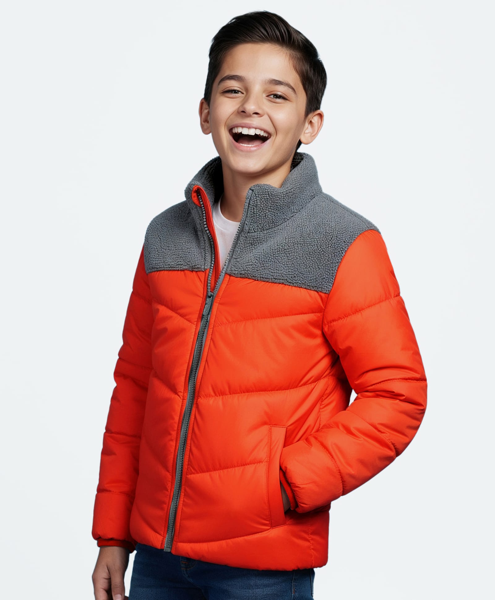 Pine Kids Woven Full Sleeves Solid Color Padded Jacket - Orange-picture-34