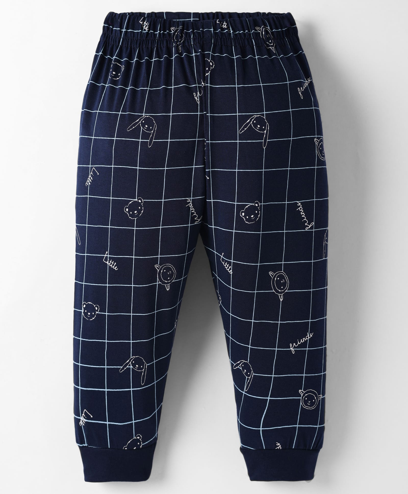 Ollypop Sinker Knit Full Length Checkered Lounge Pant with Animal Print - Navy Blue-picture-11