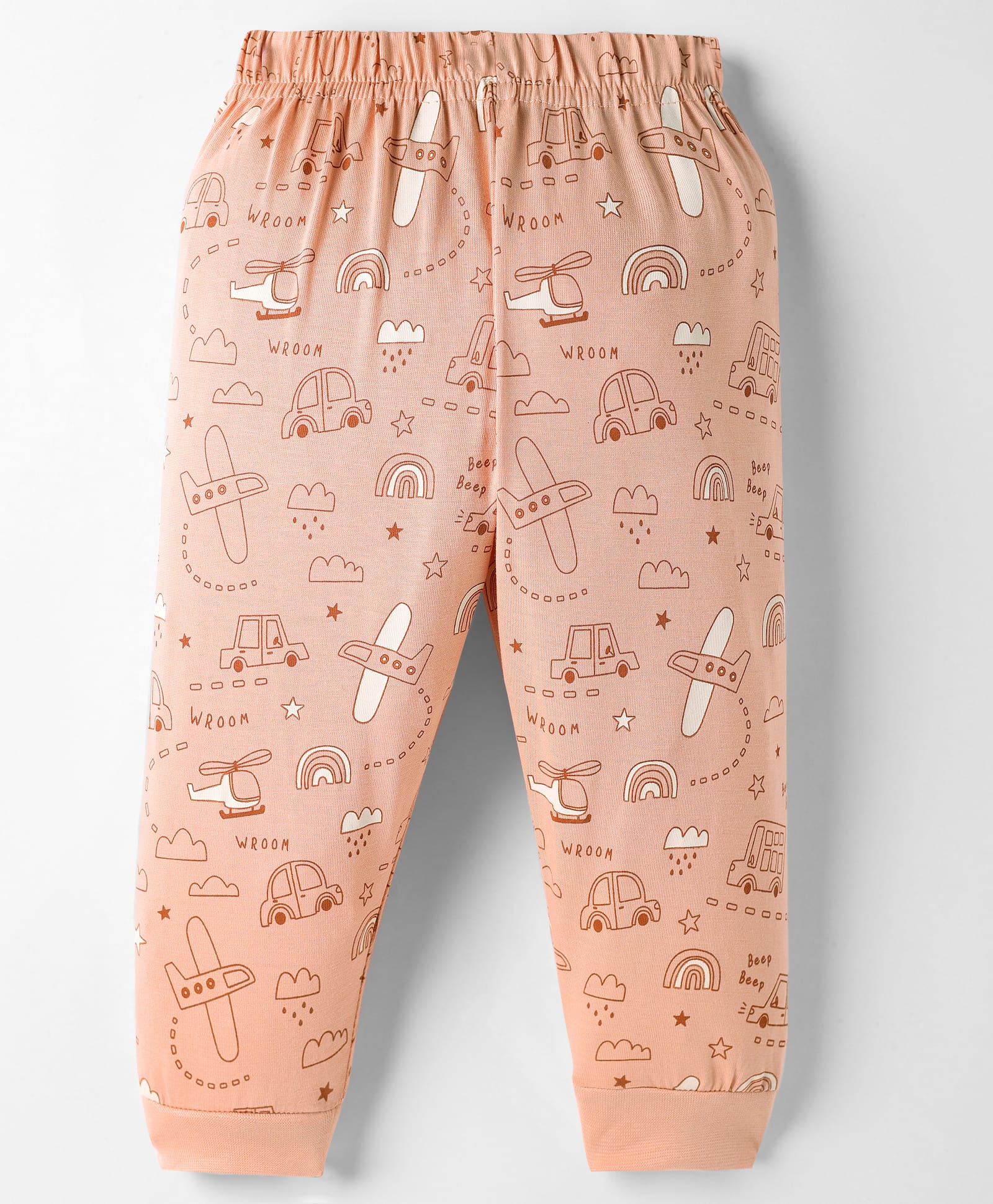 Ollypop Sinker Knit Full Length Lounge Pant with Vehicle Print - Peach-picture-4
