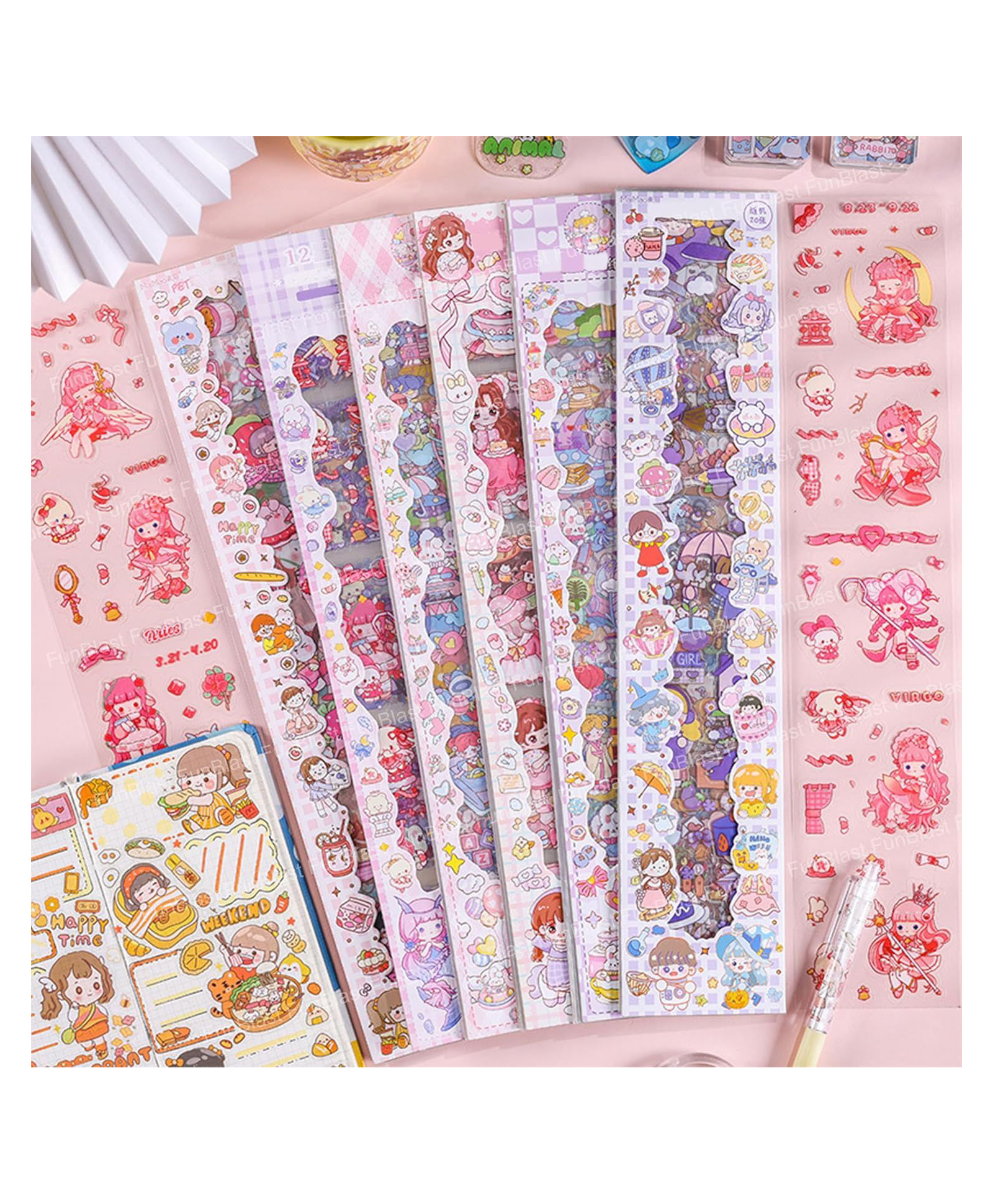FunBlast Japanese Style Sticker Set - 120 Sheets Multicolor-picture-45