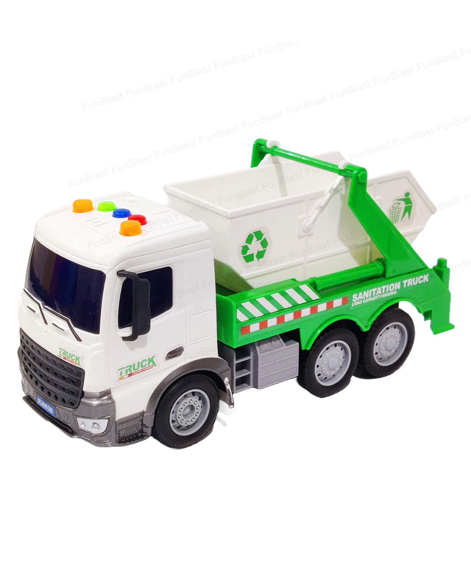 FunBlast 6 Wheel Drive Friction Powered City Truck Toy with Sound and Light Effects-picture-10