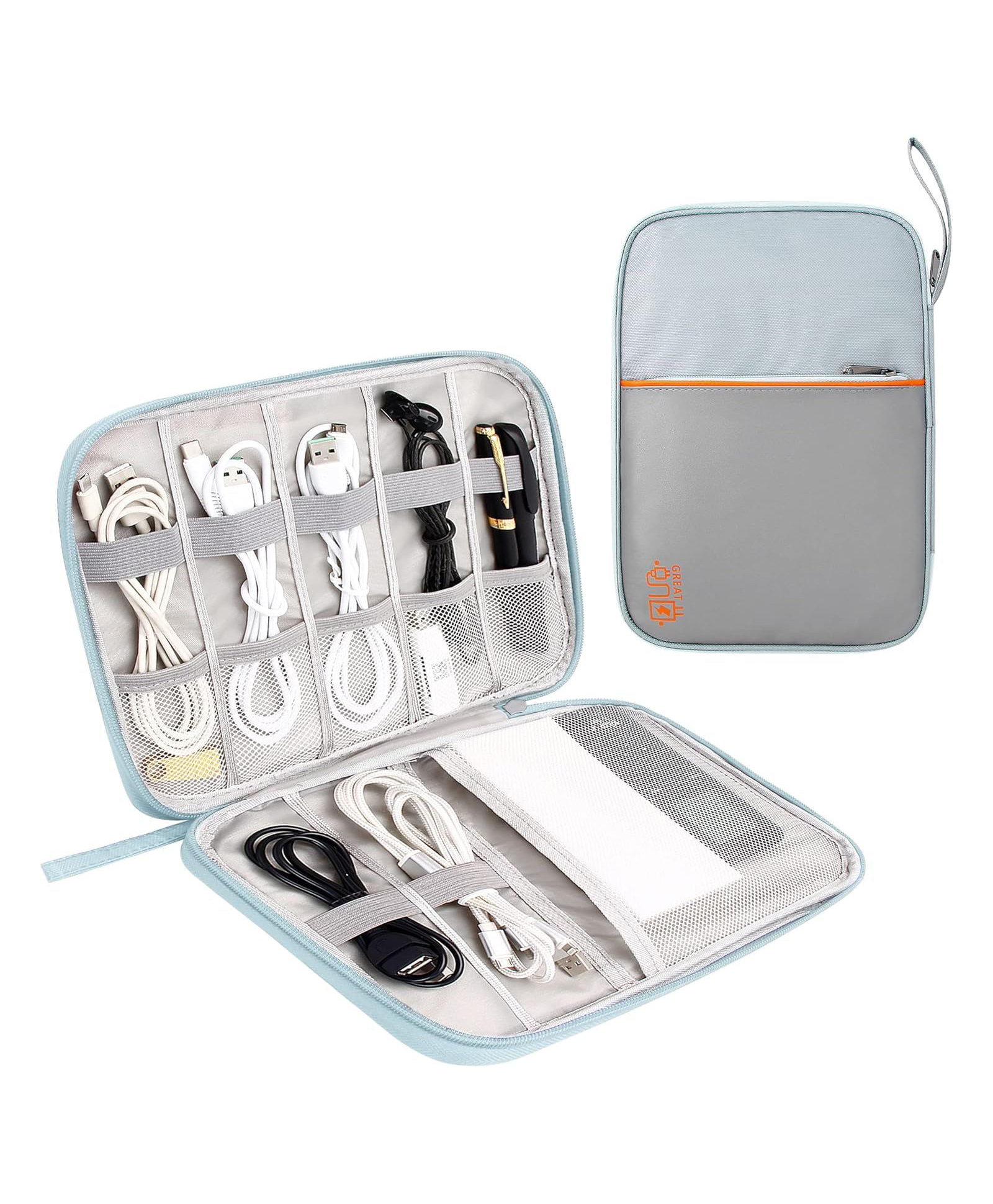 FunBlast Multipurpose Zipper Electronic Accessories Storage Case Grey-image-39