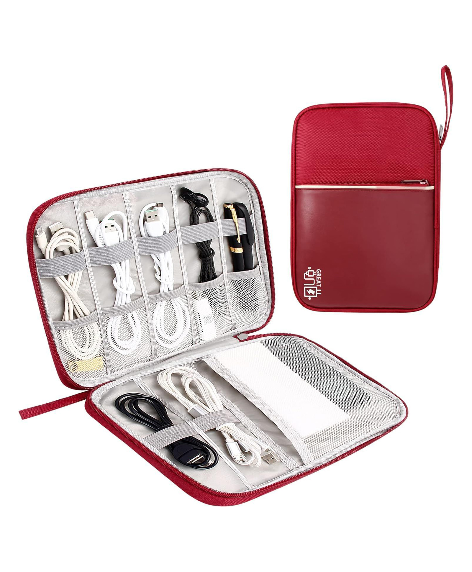 FunBlast Multipurpose Zipper Electronic Accessories Storage Case Maroon-picture-13