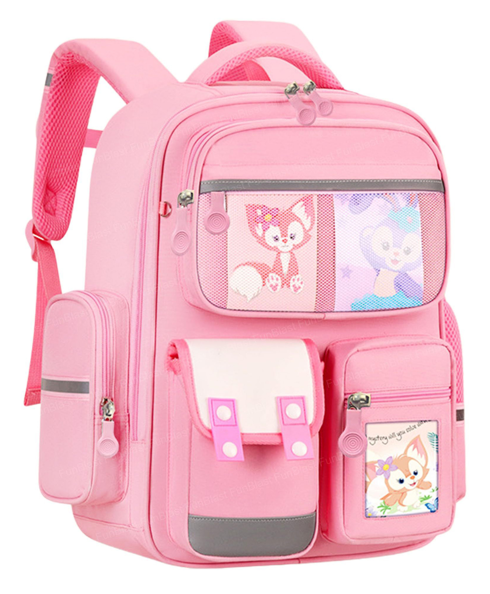 FunBlast Large Capacity School BagPack for Kids Height 16 Inches (Pink)-image-11