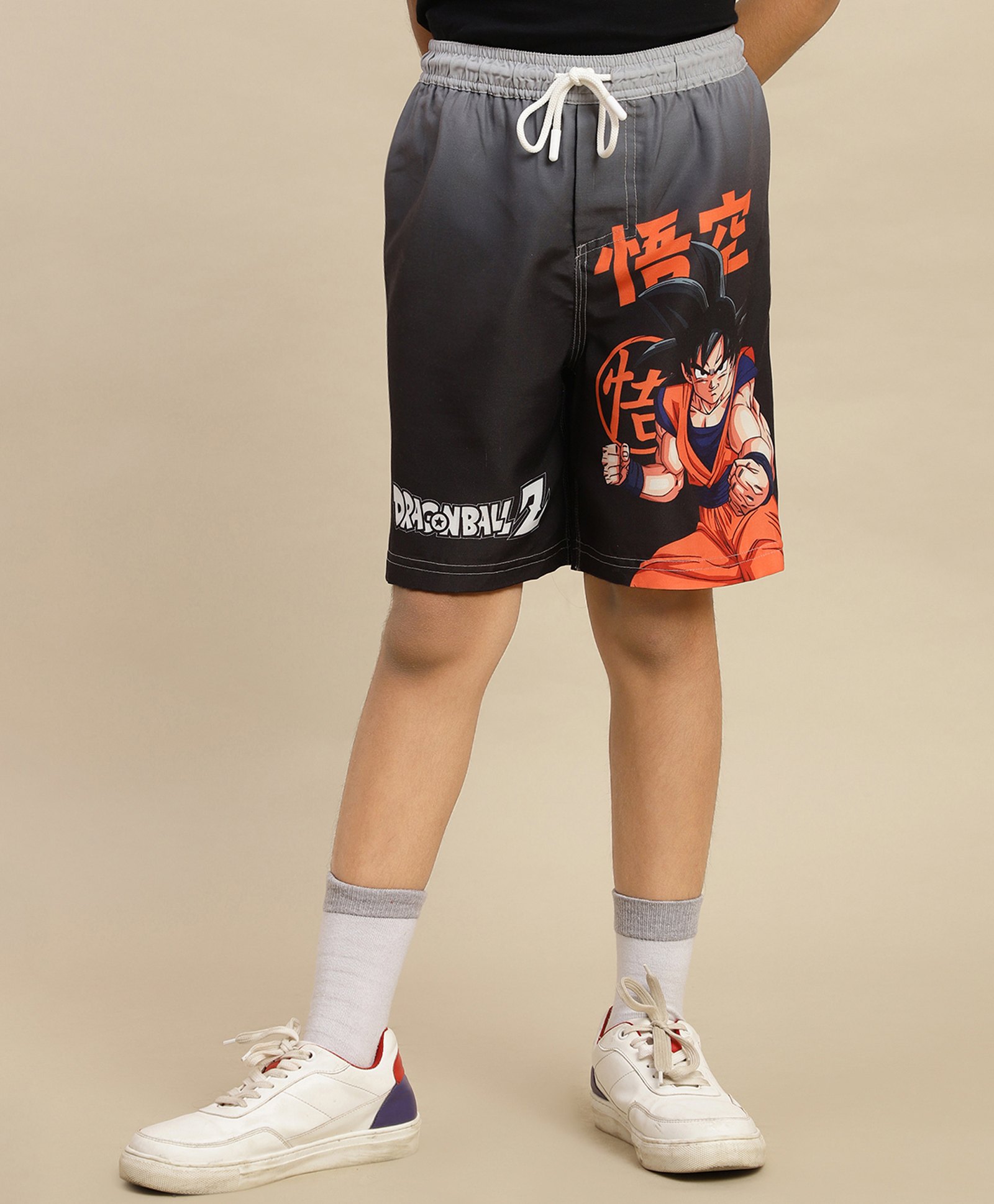 Kidsville Dragon Ball Z Featuring Goku Character Printed Swimming Shorts - Black & Grey-image-16