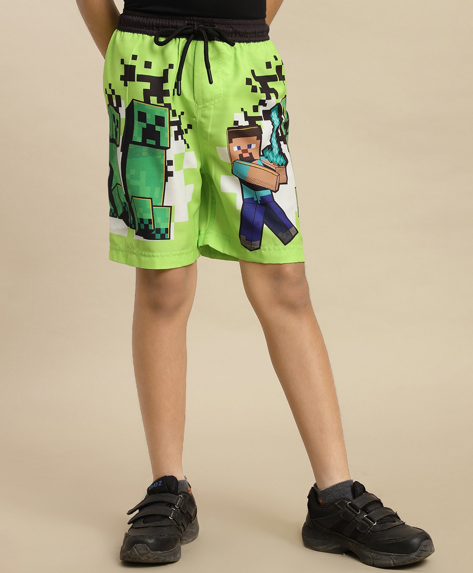 Kidsville Mojang Featuring Minecraft Character Printed Swimming Shorts - Green-picture-14