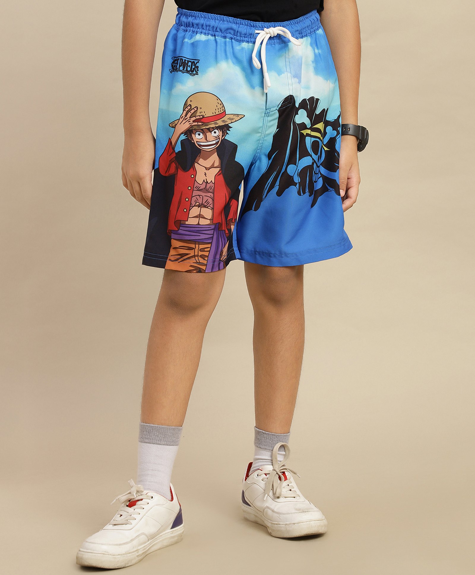 Kidsville Knit One Piece Featuring Luffy Printed Swimming Shorts - Blue-picture-14