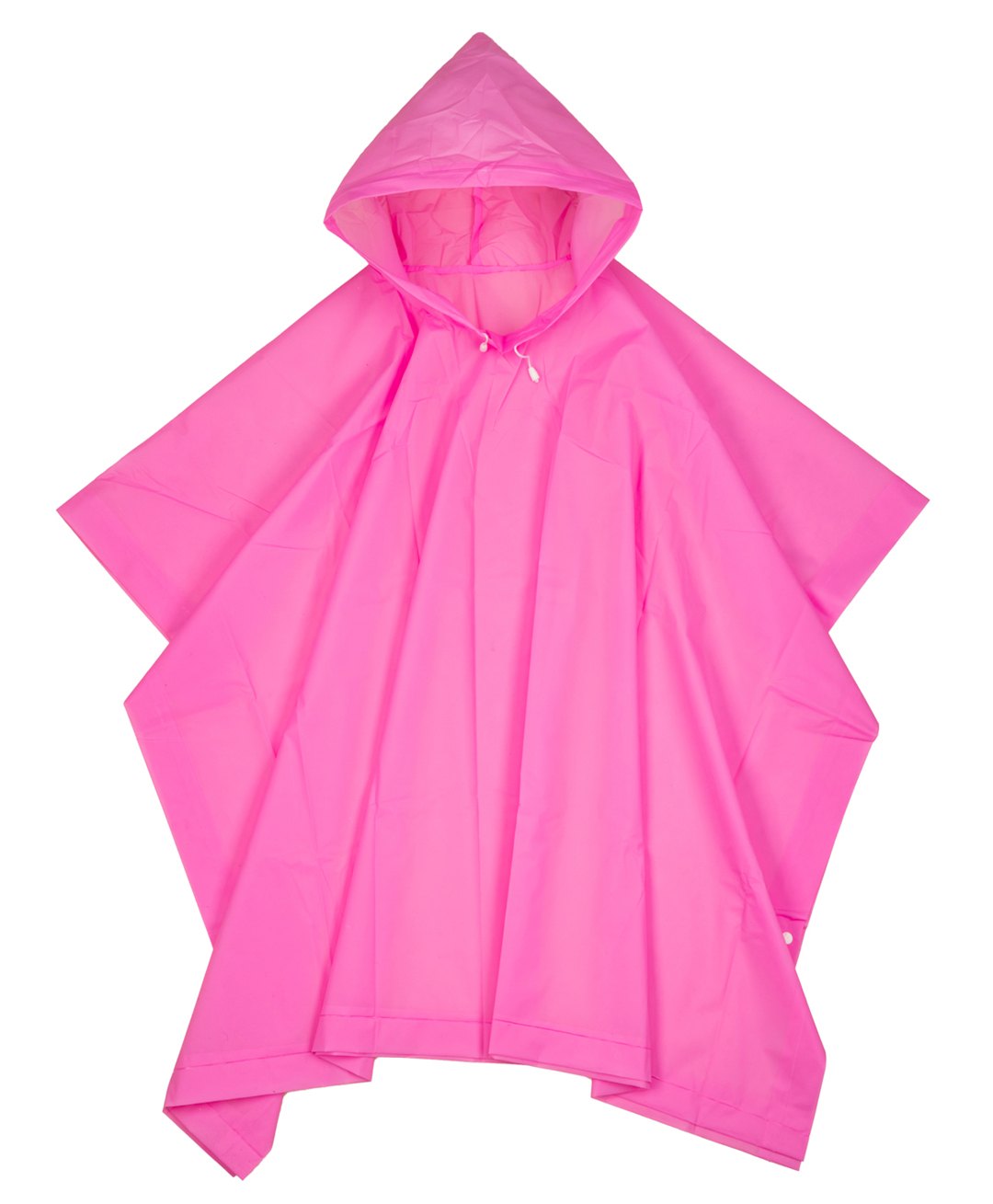 Yellow Bee Full Batwing Sleeves Solid Hooded Poncho Raincoat - Pink
