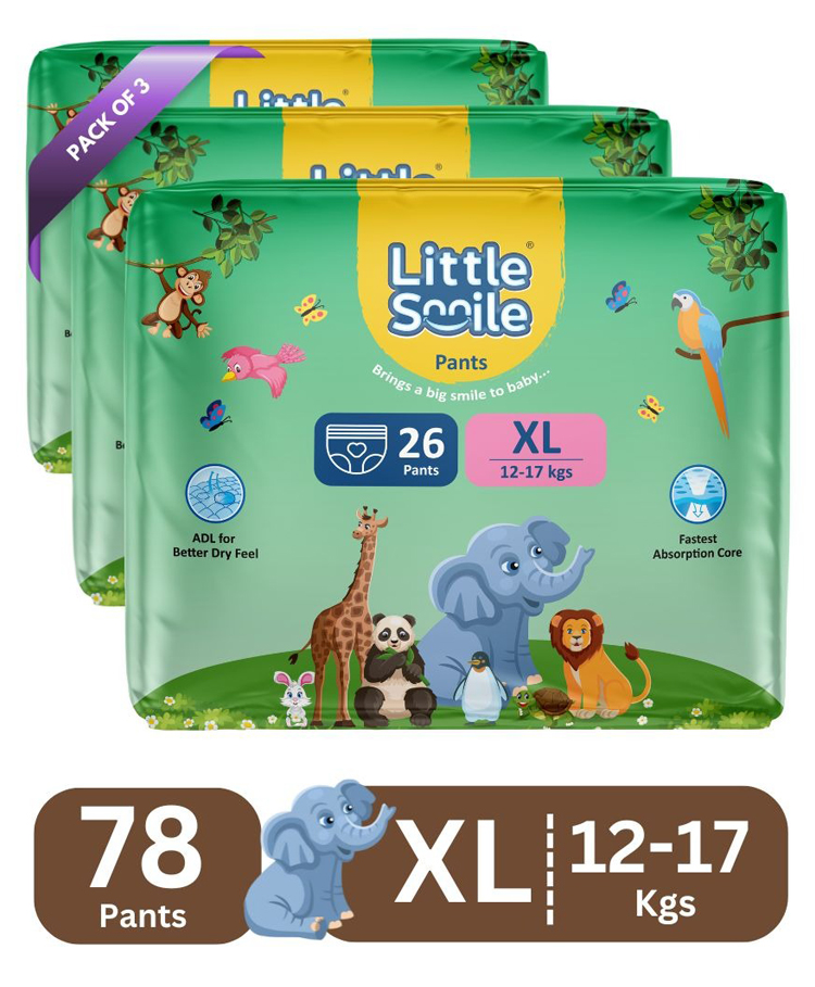 Little Smile Better Dry Feel Baby Diaper Pants | Pack of 3 - XL (78 Pieces)-image-26