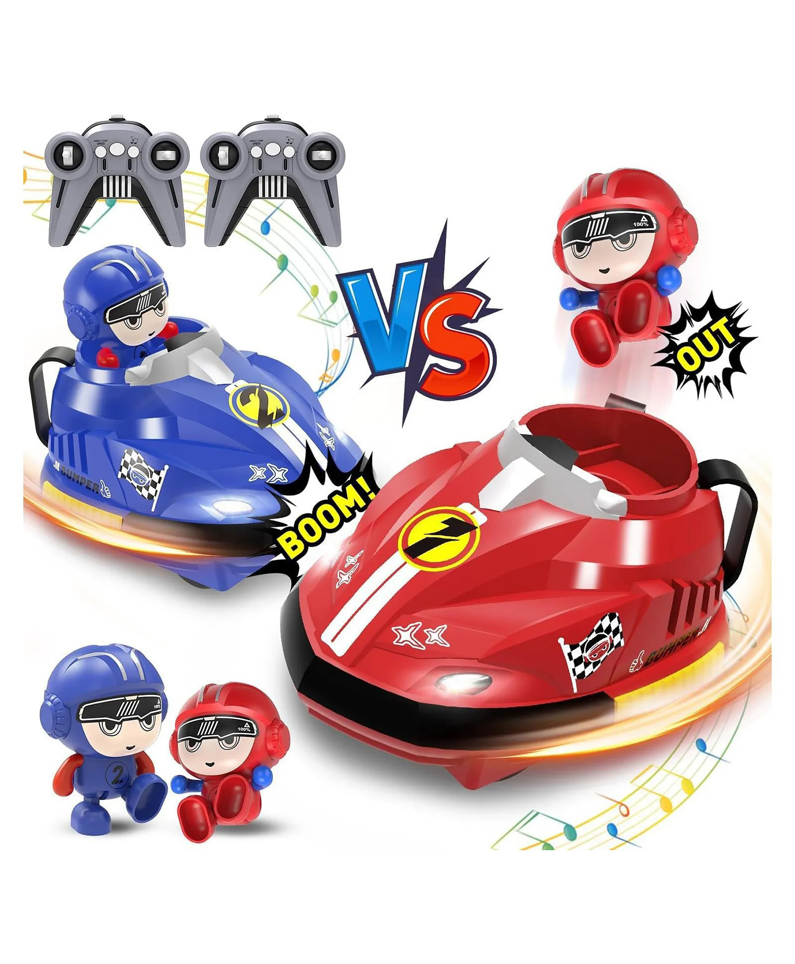 AKN TOYS Remote Control Battle Bumper Car Toys for Kids, with Light & Music & Sound Race Cars for 2 Player Racing Toy for Kids - ( Pack of 1 -Color May Vary )-image-3