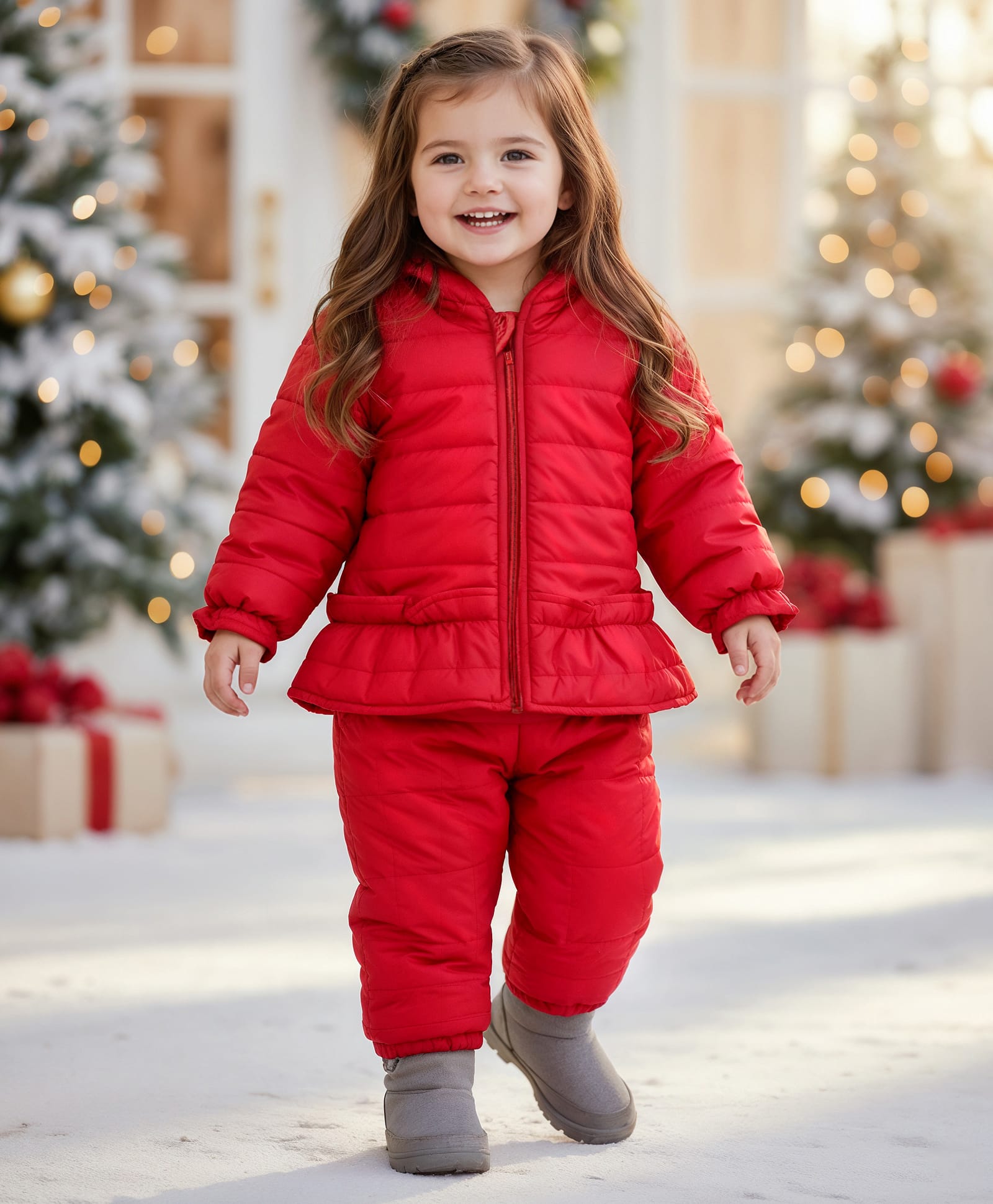 Babyhug Woven Full Sleeves Hooded Solid Color Winter Wear Suits Set - Red-picture-21