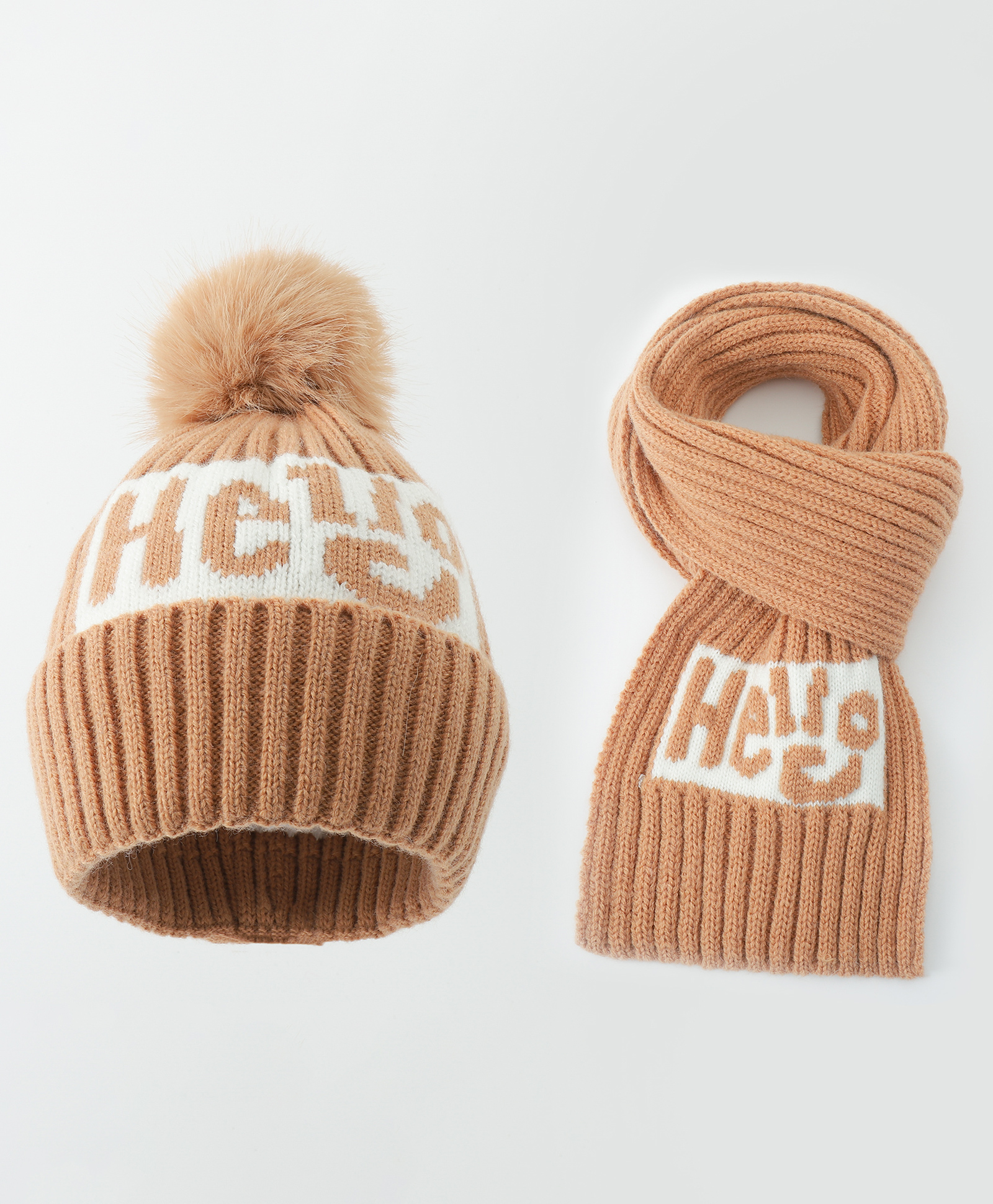 Babyoye Knitted Woollen Cap & Muffler With Text Design Brown - Diameter 10.5 cm-image-37