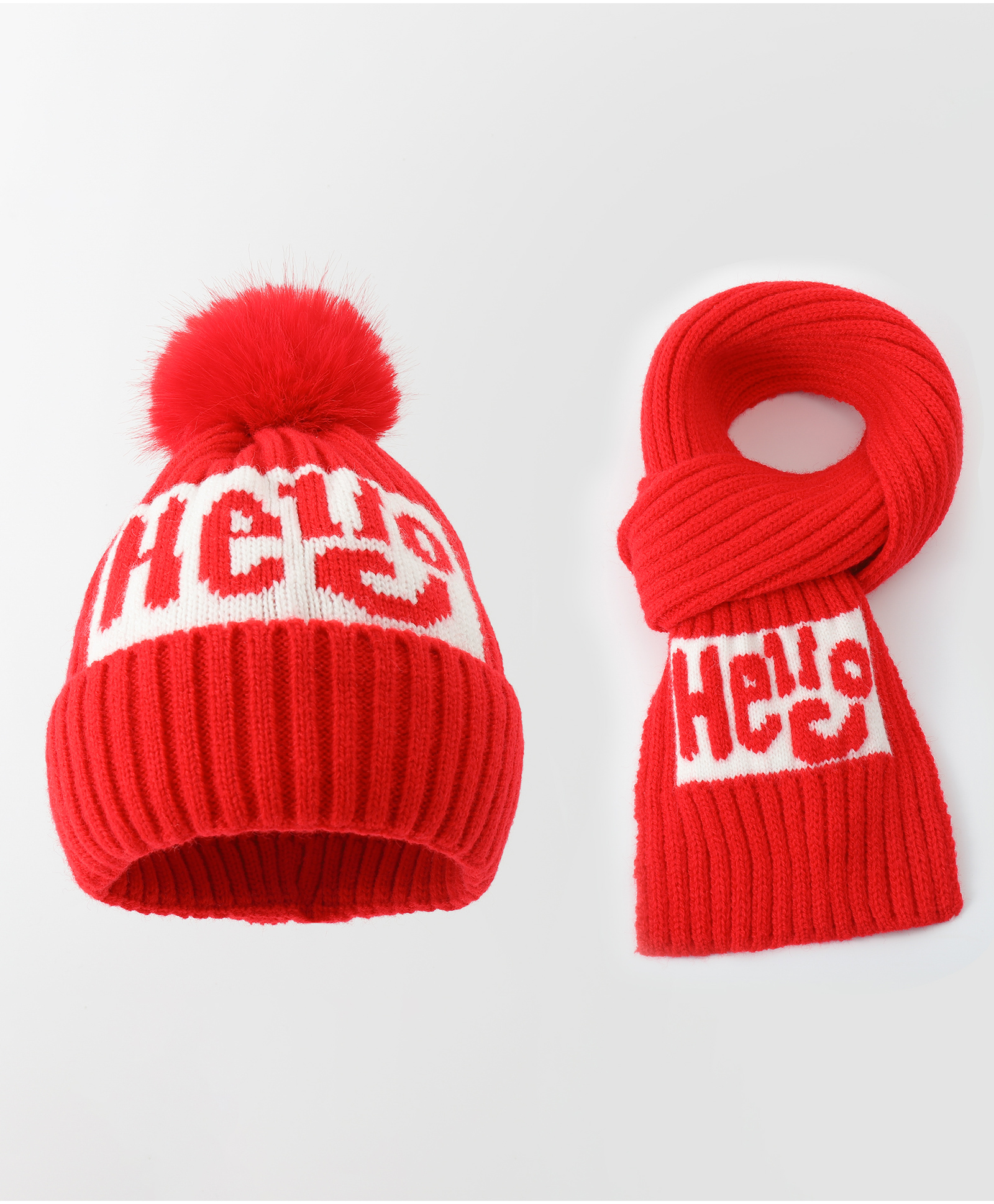Babyoye Knitted Woollen Cap & Muffler With Text Design Red - Diameter 9.5 cm-image-17