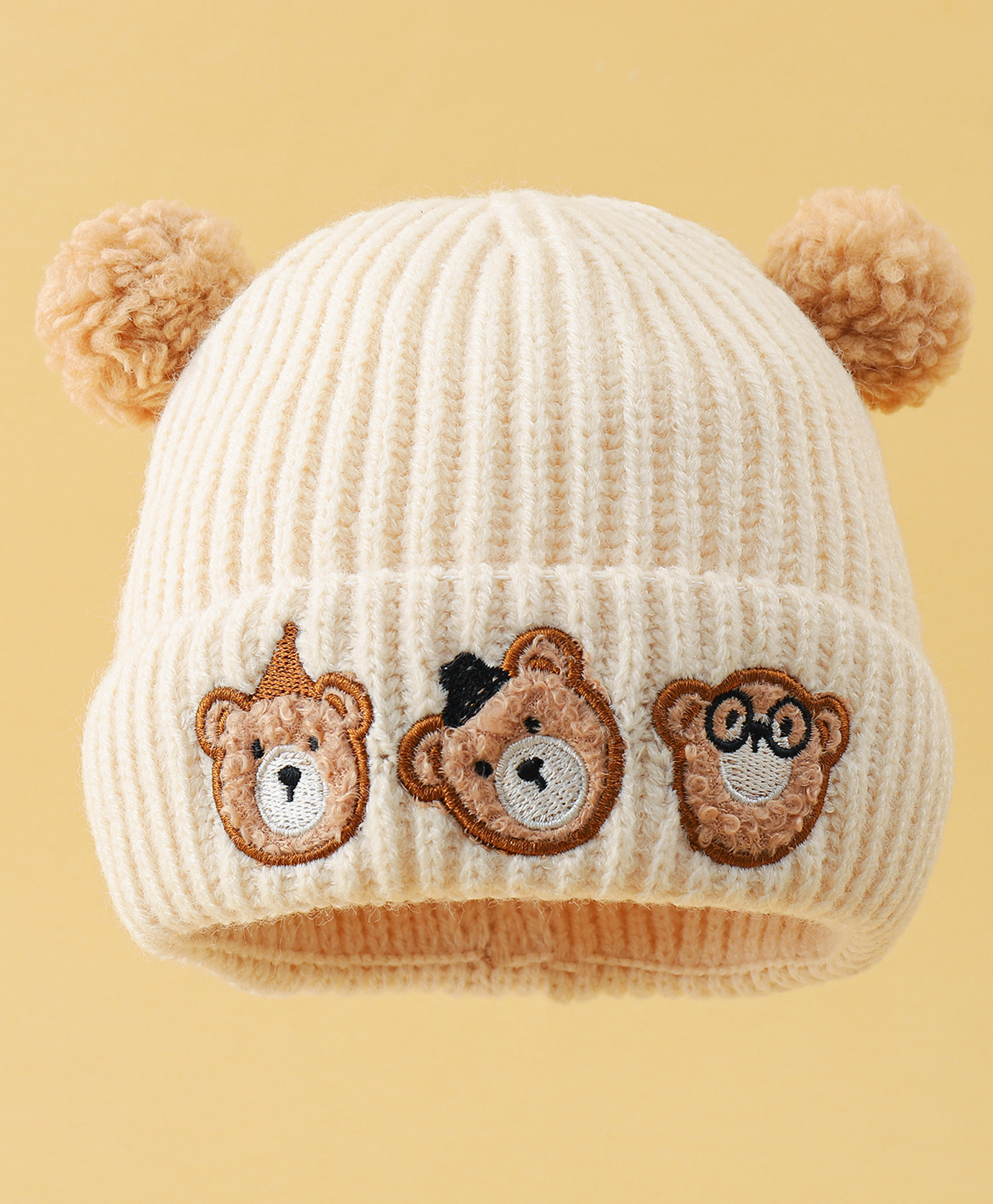 Babyoye Woollen Cap with Animal Patch Embroidery Peach - 12.5 cm Diameter-image-21
