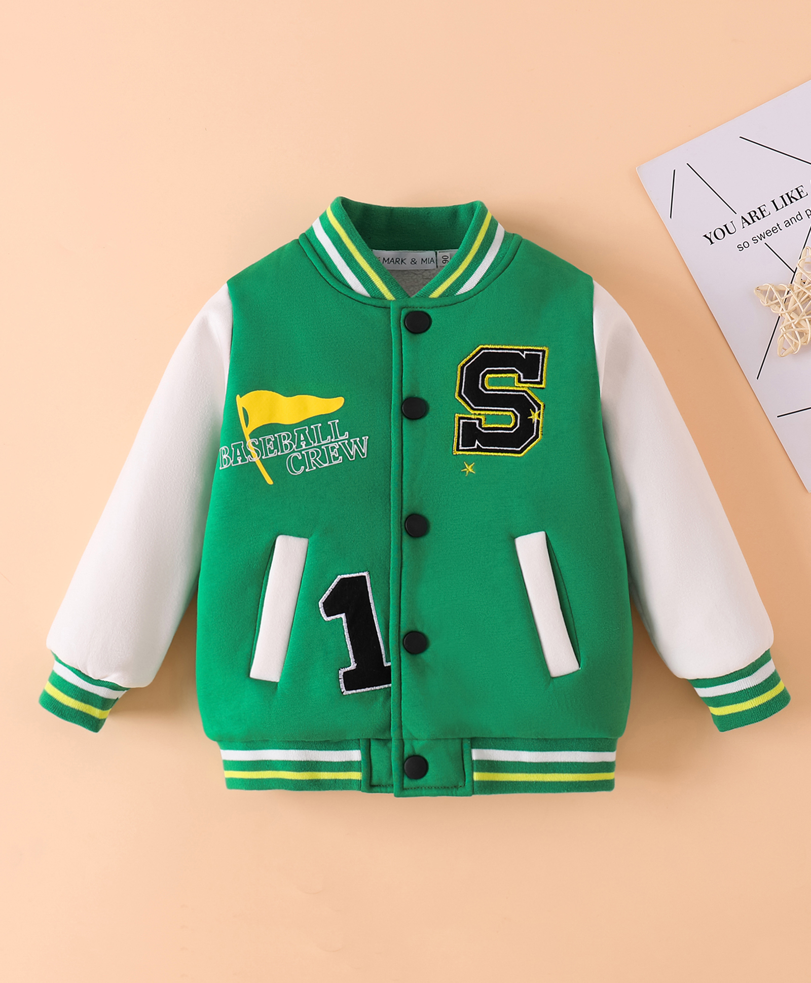 Mark & Mia Full Sleeves Bomber Jacket With Text Print & Kangaroo Pockets - Green-picture-16