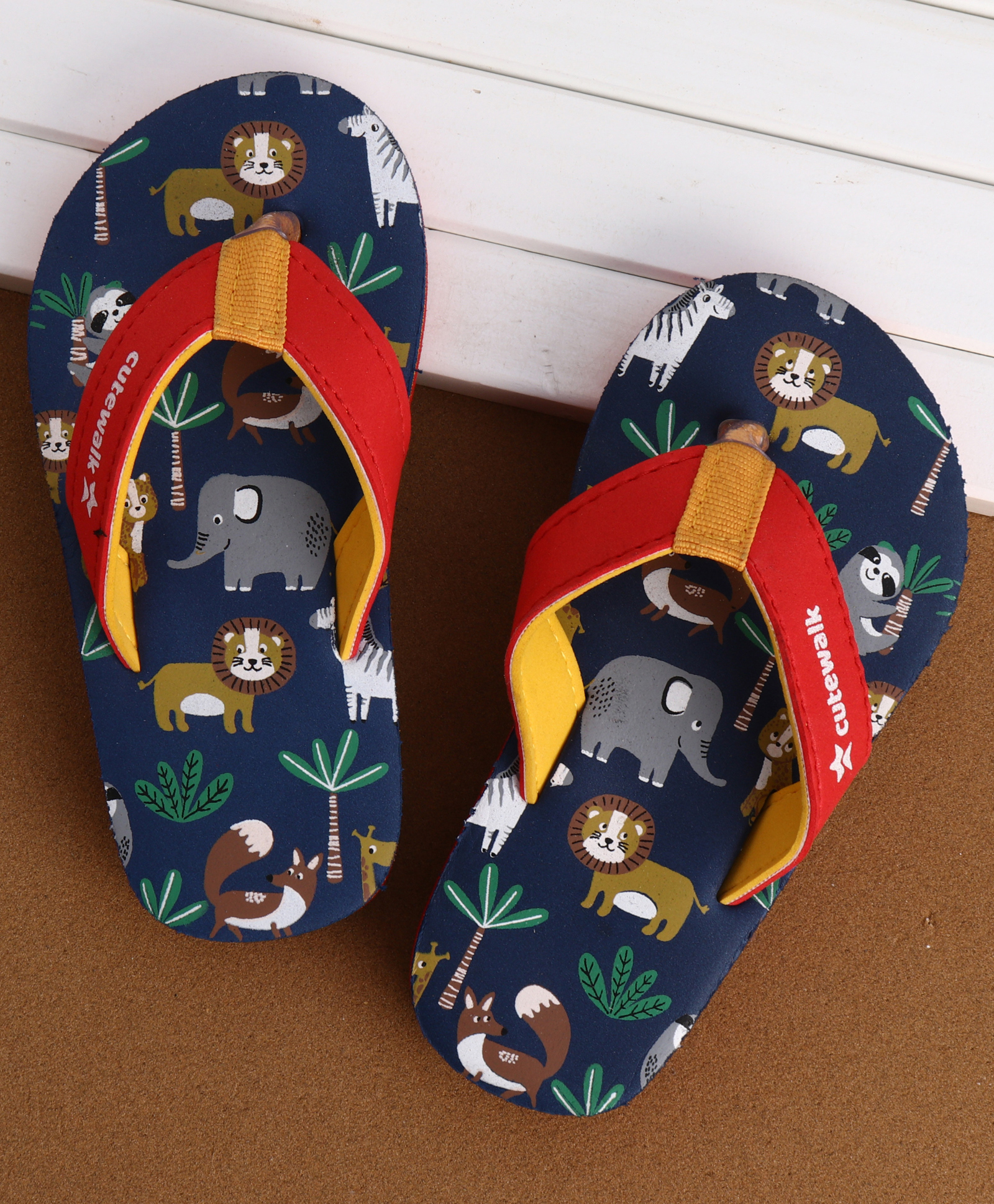 Cute Walk by Babyhug Flip Flops With Animal Print - Blue-picture-23