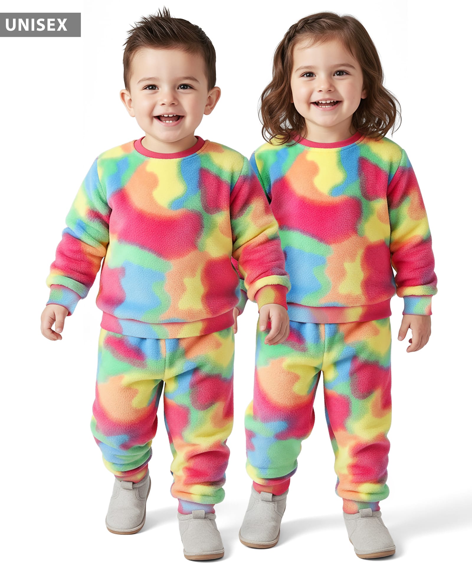 Babyhug Knit Full Sleeves Tie & Dye Winter Wear Fur Sweatshirt & Lounge Pant Set - Multicolor-picture-13