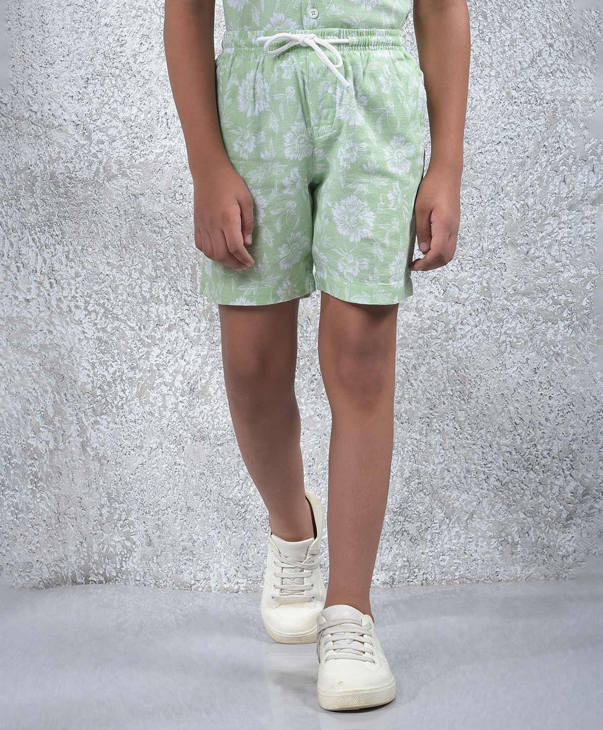 CRIMSOUNE CLUB Cotton Woven Green Tea Text Printed Shorts - Multi Colour-picture-16