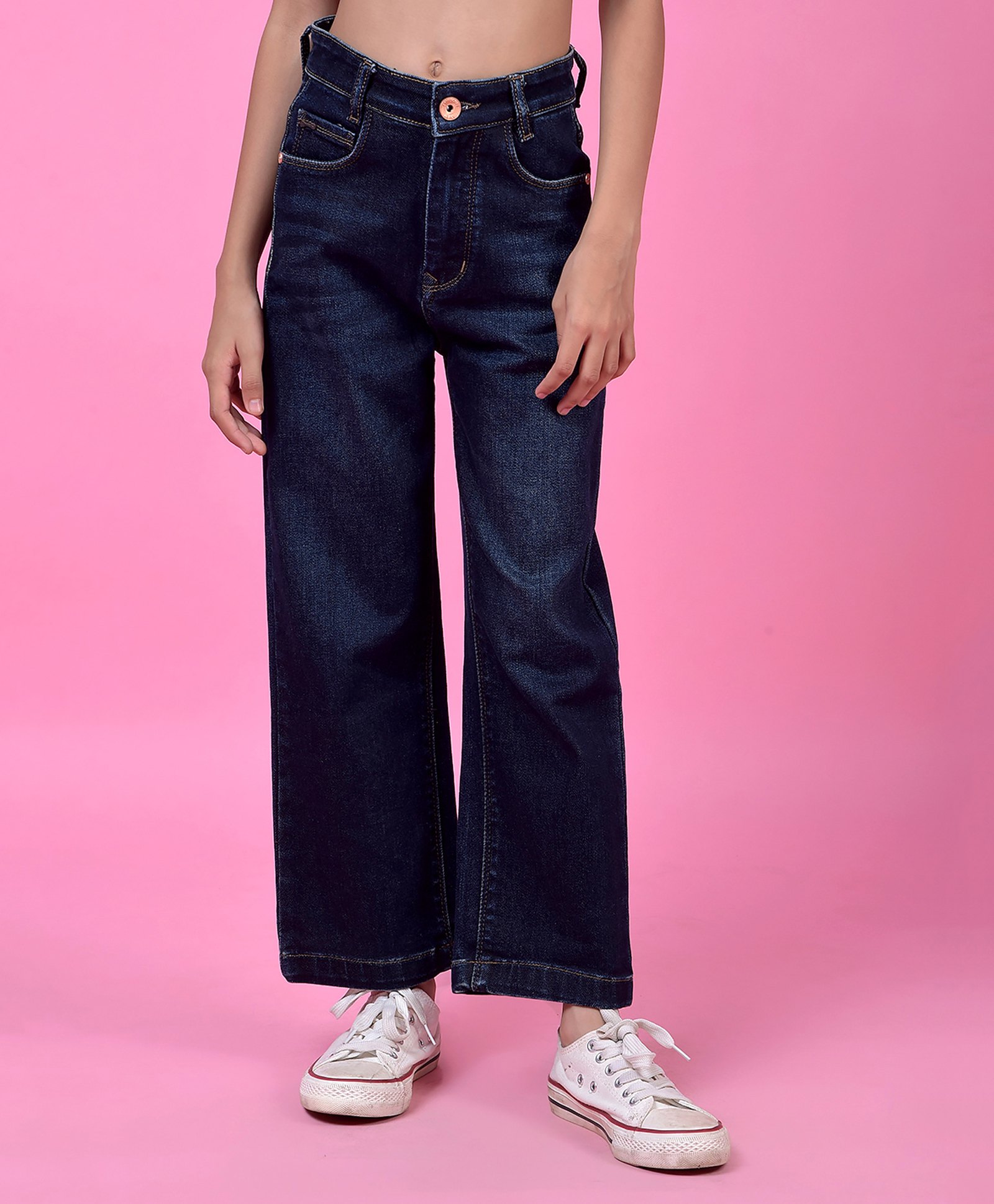 CRIMSOUNE CLUB Cotton Woven Solid Jeans - Navy Blue-picture-35
