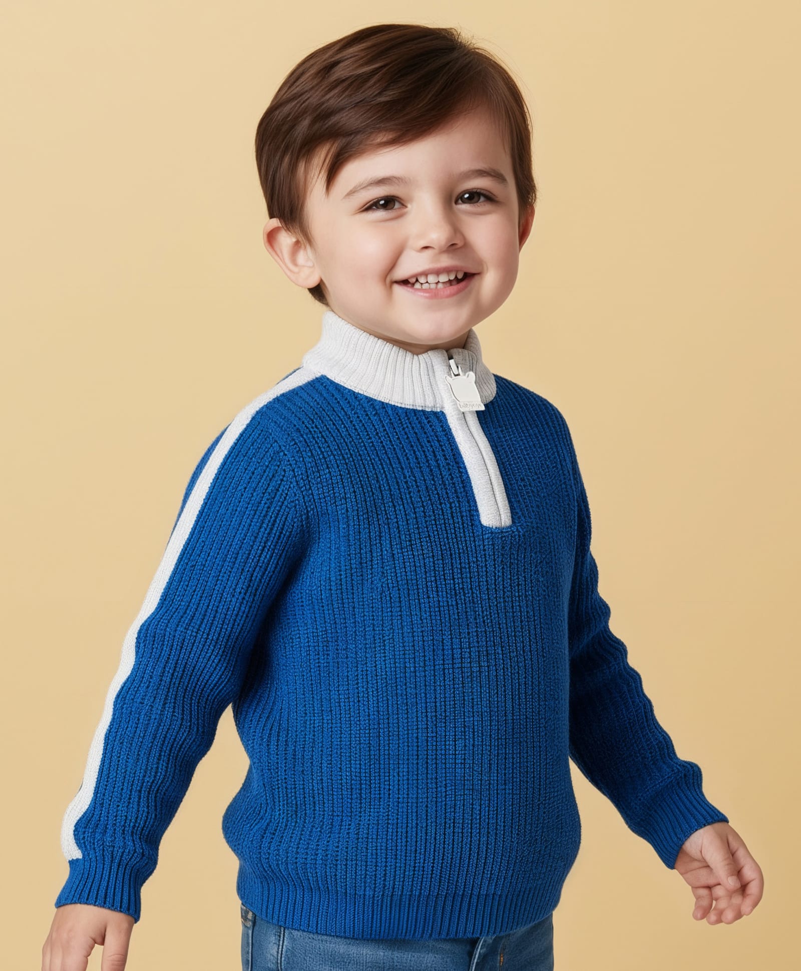 Babyoye Cotton Kit Full Sleeves Solid Color Pullover Sweater - Blue-picture-38