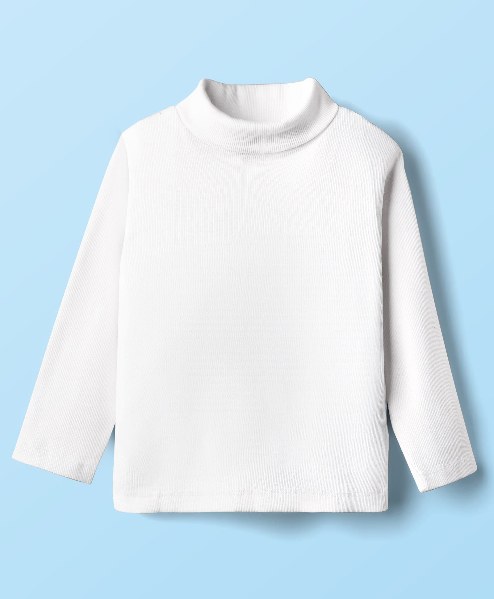 Babyhug Cotton Knit Full Sleeves Turtle Neck Winter T-Shirt - White-image-47