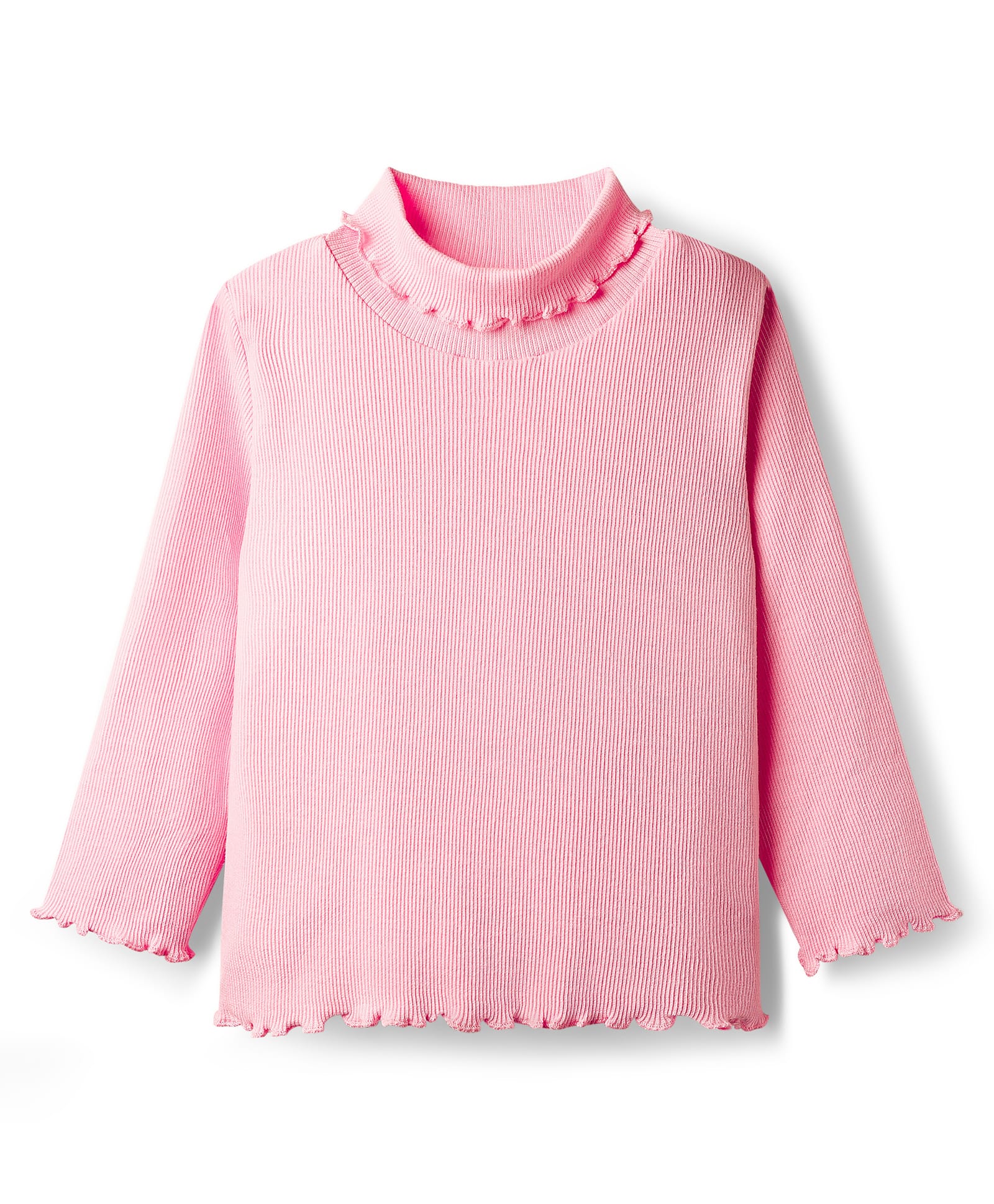 Babyhug Cotton Knit Full Sleeves Turtle Neck Winter T-Shirt - Pink-image-5