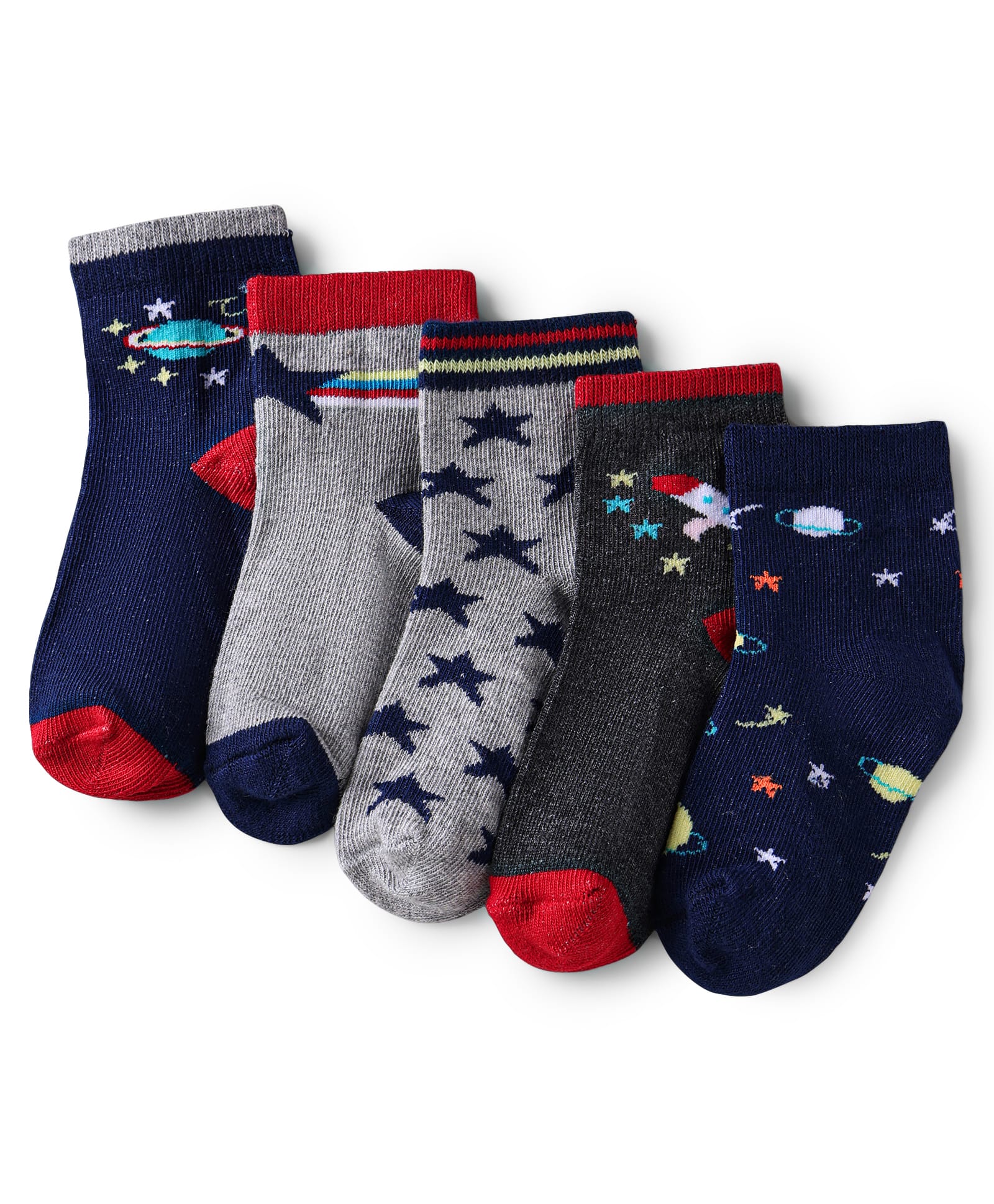 Cute Walk by Babyhug Knit Ankle Length Antibacterial Socks With Star Design Pack Of 5 - Multicolour-image-16