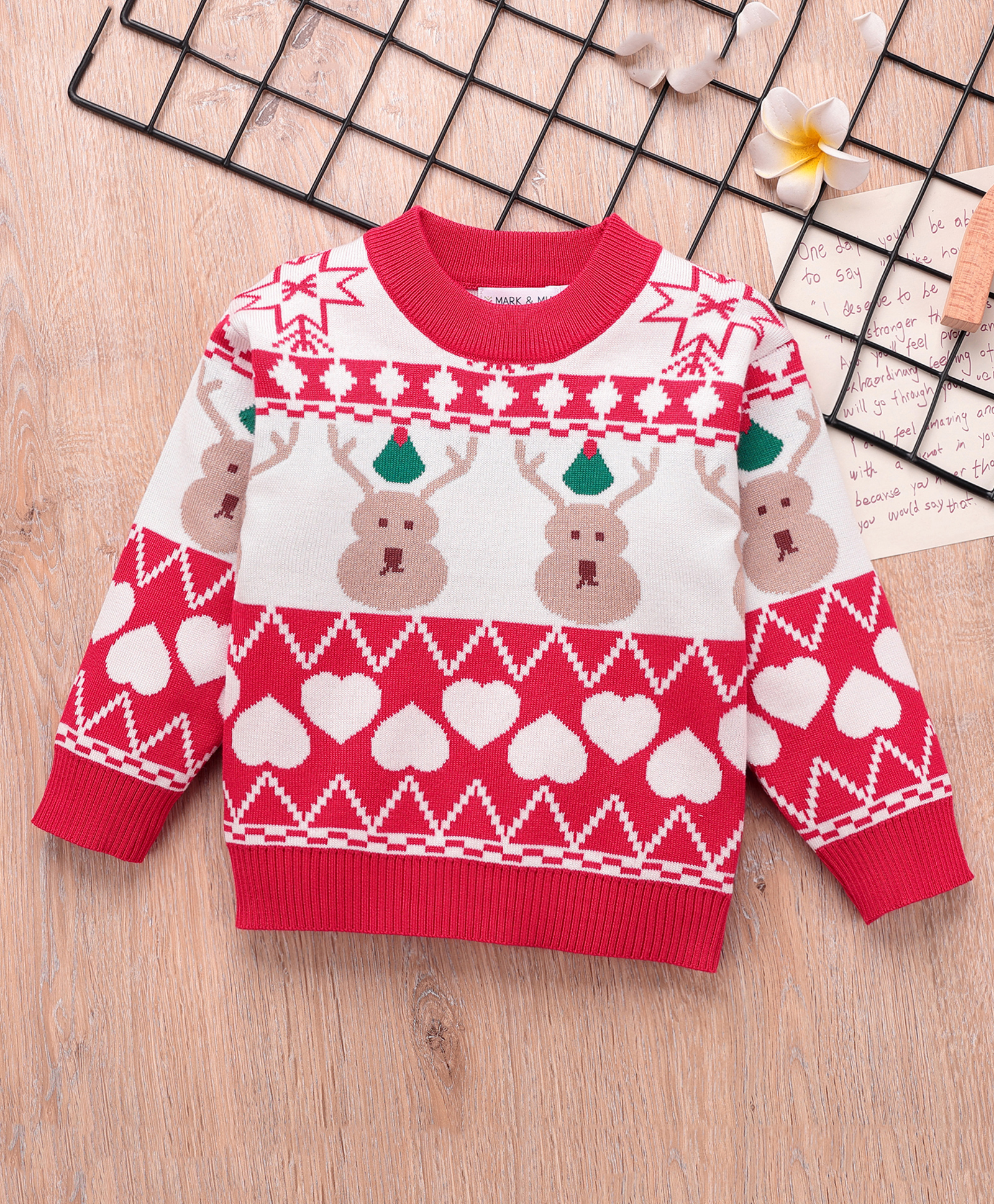 Mark & Mia Viscose Full Sleeves Pullover Sweater with Christmas Fair Isle Design - Red & White-picture-34