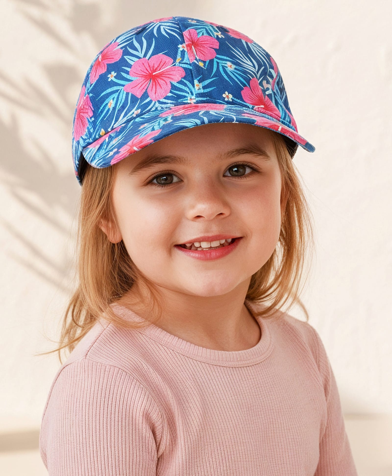 Babyhug Cotton Woven Cap With Floral Print Navy Blue - Diameter 16 cm
