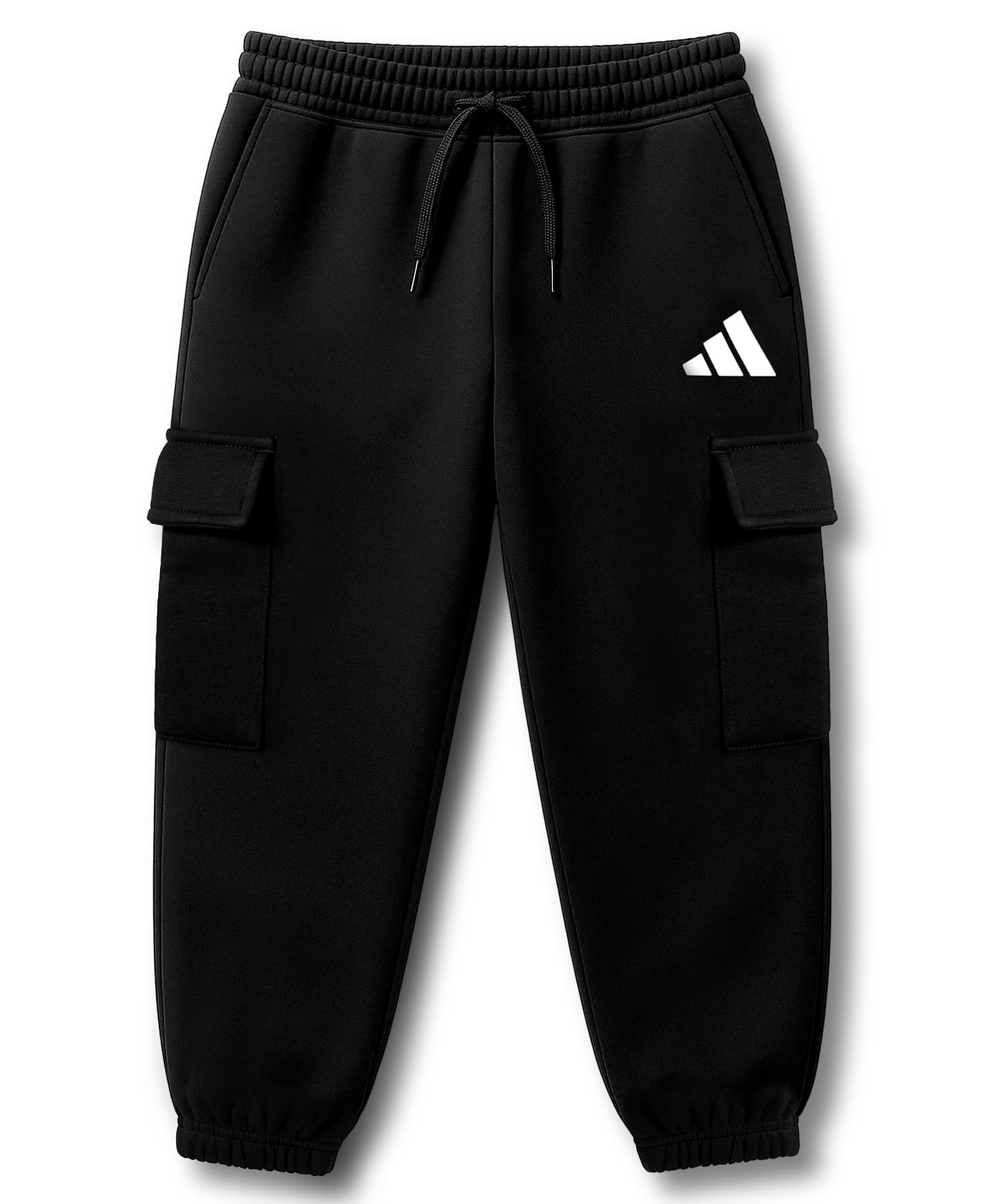 ADIDAS KIDS Cotton Knit Full Length Track Pants With Brand Logo Print - Black-picture-13