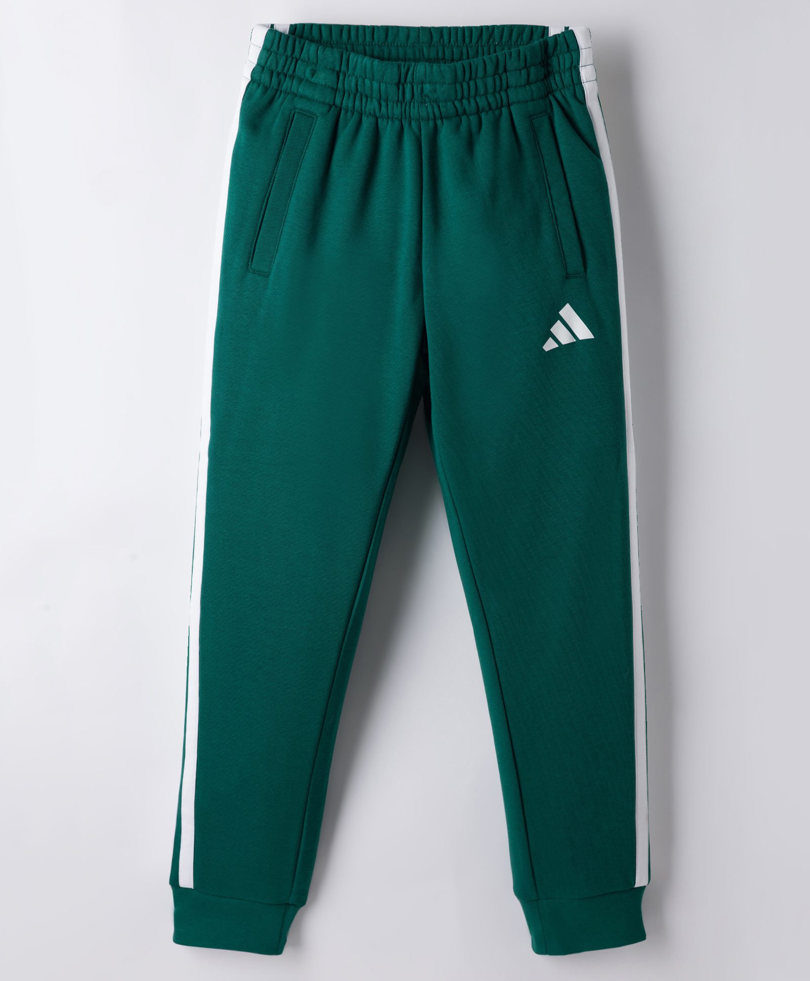 ADIDAS KIDS Cotton Knit Full Length Track Pant With Tape Detailing & Brand Logo - Green-picture-22