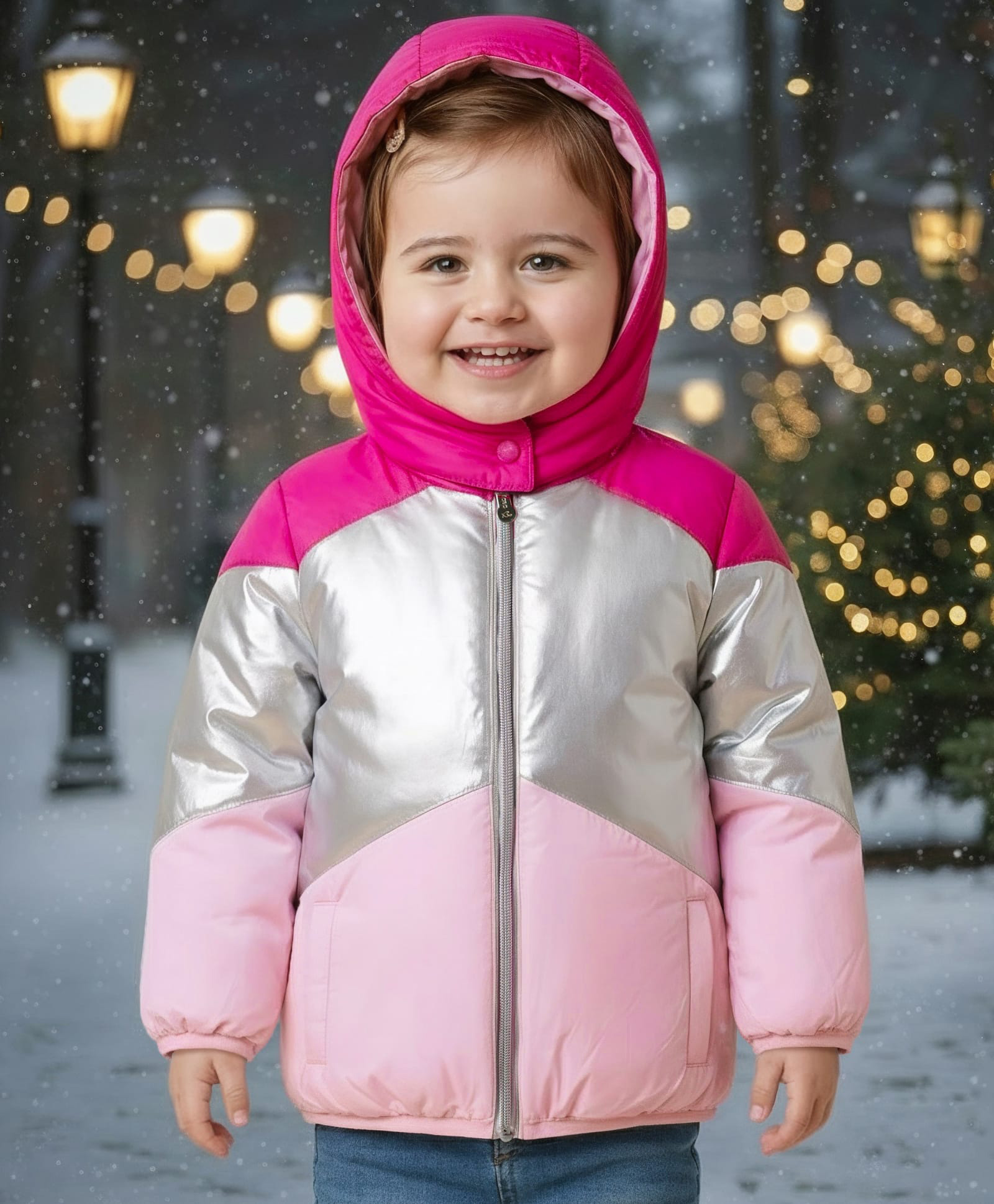 Babyoye Woven Solid Dyed Full Sleeves Hooded Padded Jacket With Color Block Design - Pink-picture-11