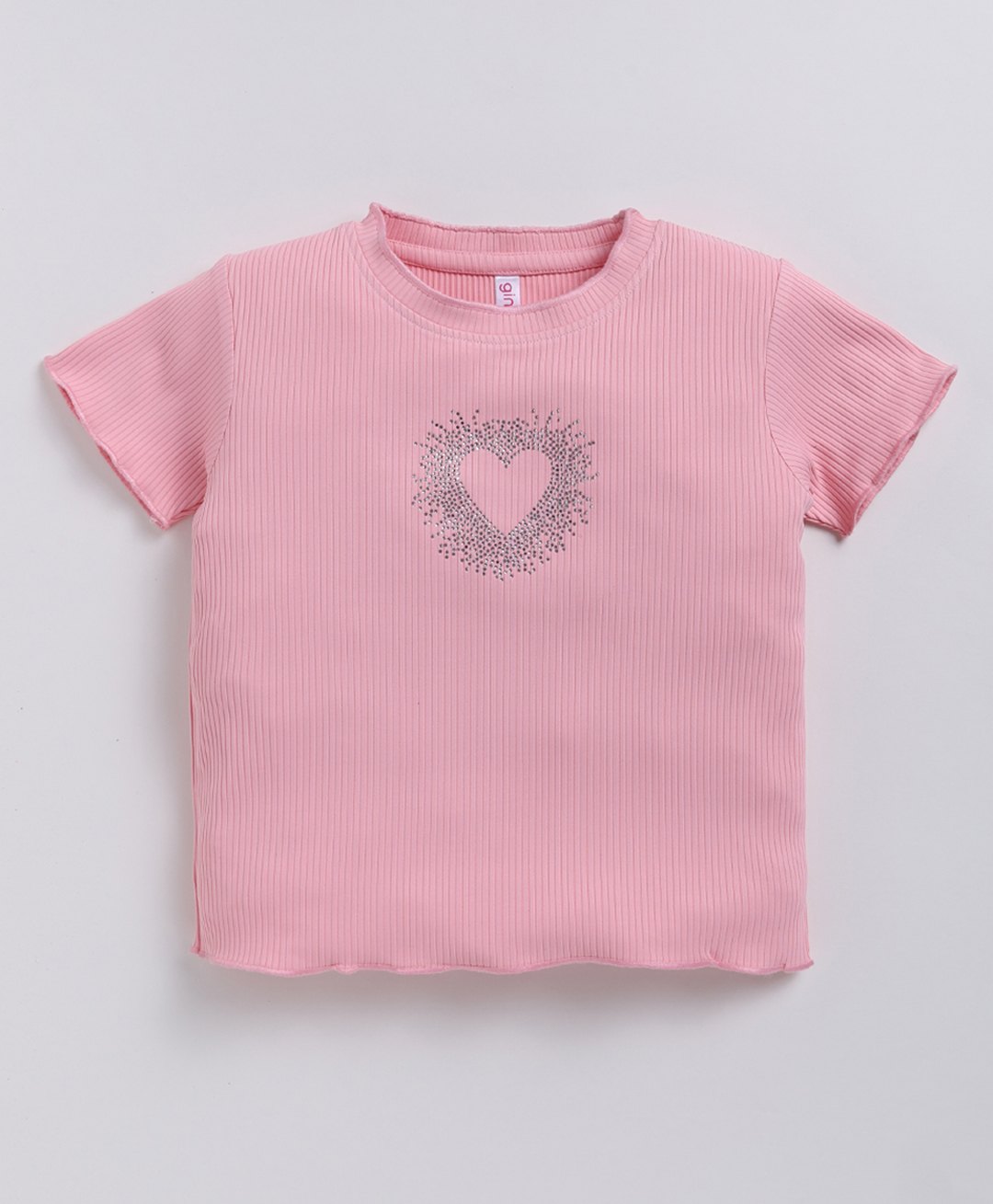 giniekids Knit Half Sleeves Beads Embellished Heart Designed Top - Pink-picture-10