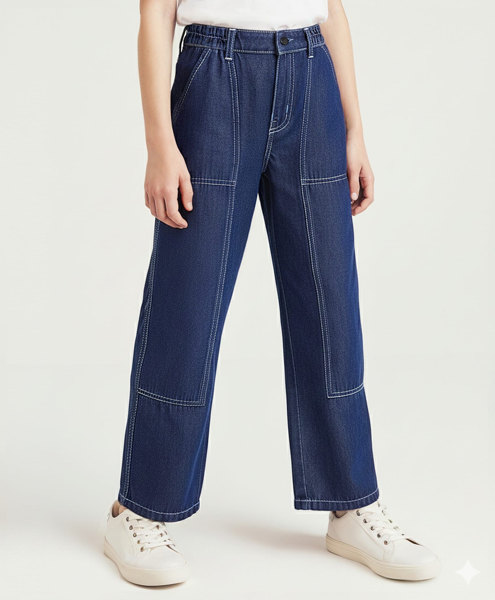 arias by lara dutta Arias Cotton Woven Full Length Straight Fit Washed Jeans - Blue-picture-11