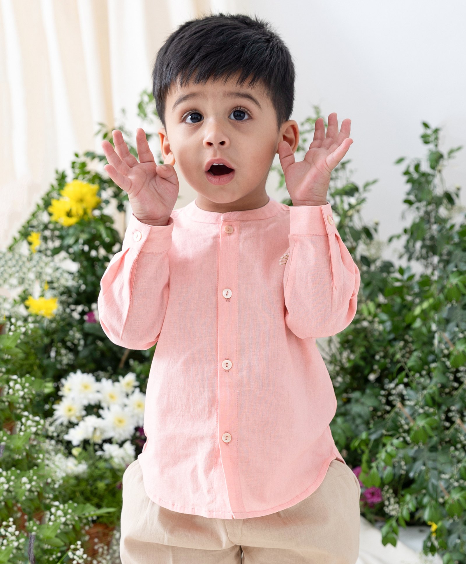 Tiber Taber 100% Cotton Woven Full Sleeves Floral Embroidered Shirt - Pink-picture-7