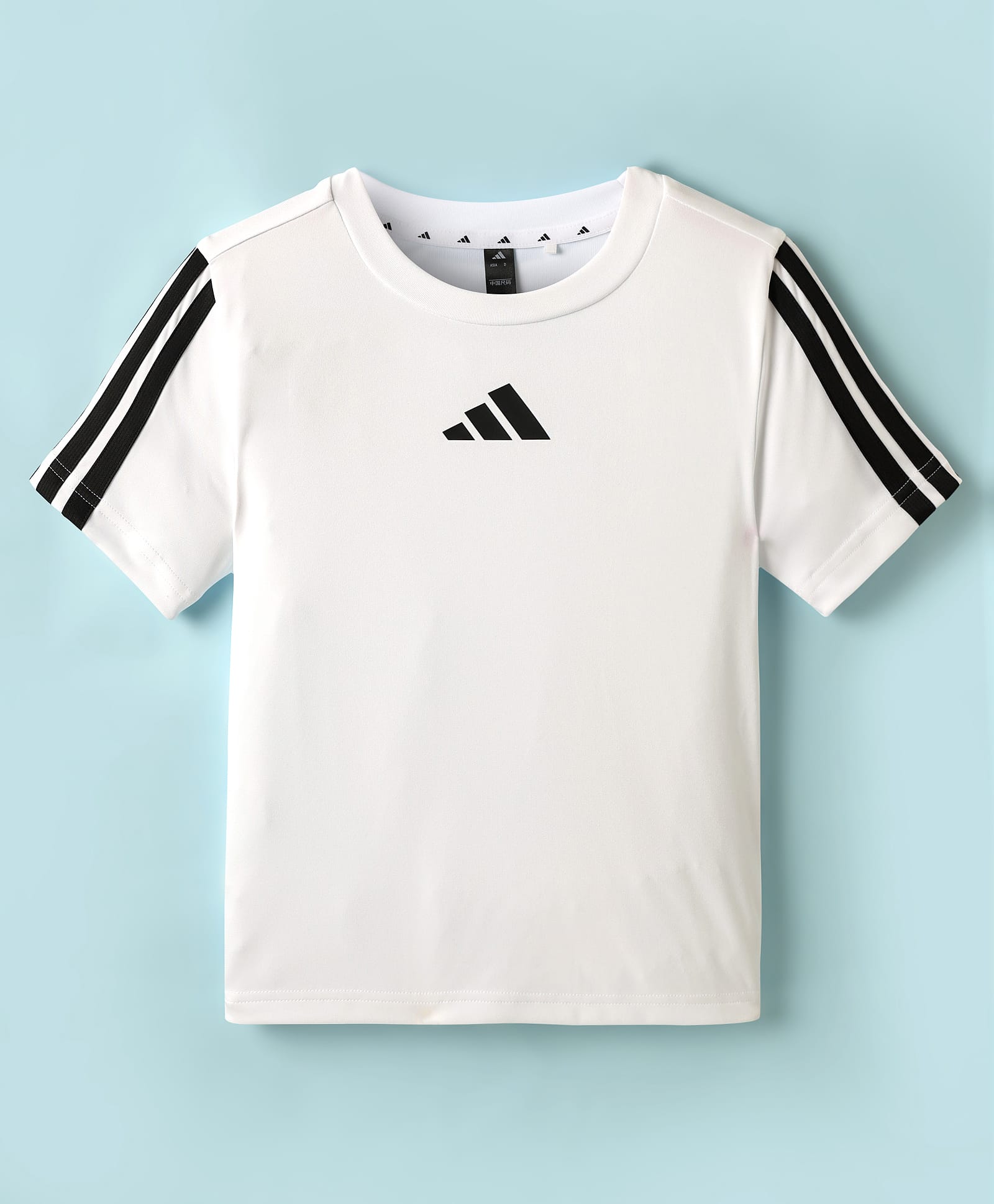 Adidas Kids Knit Half Sleeves T-Shirt With Logo Print - White-picture-20