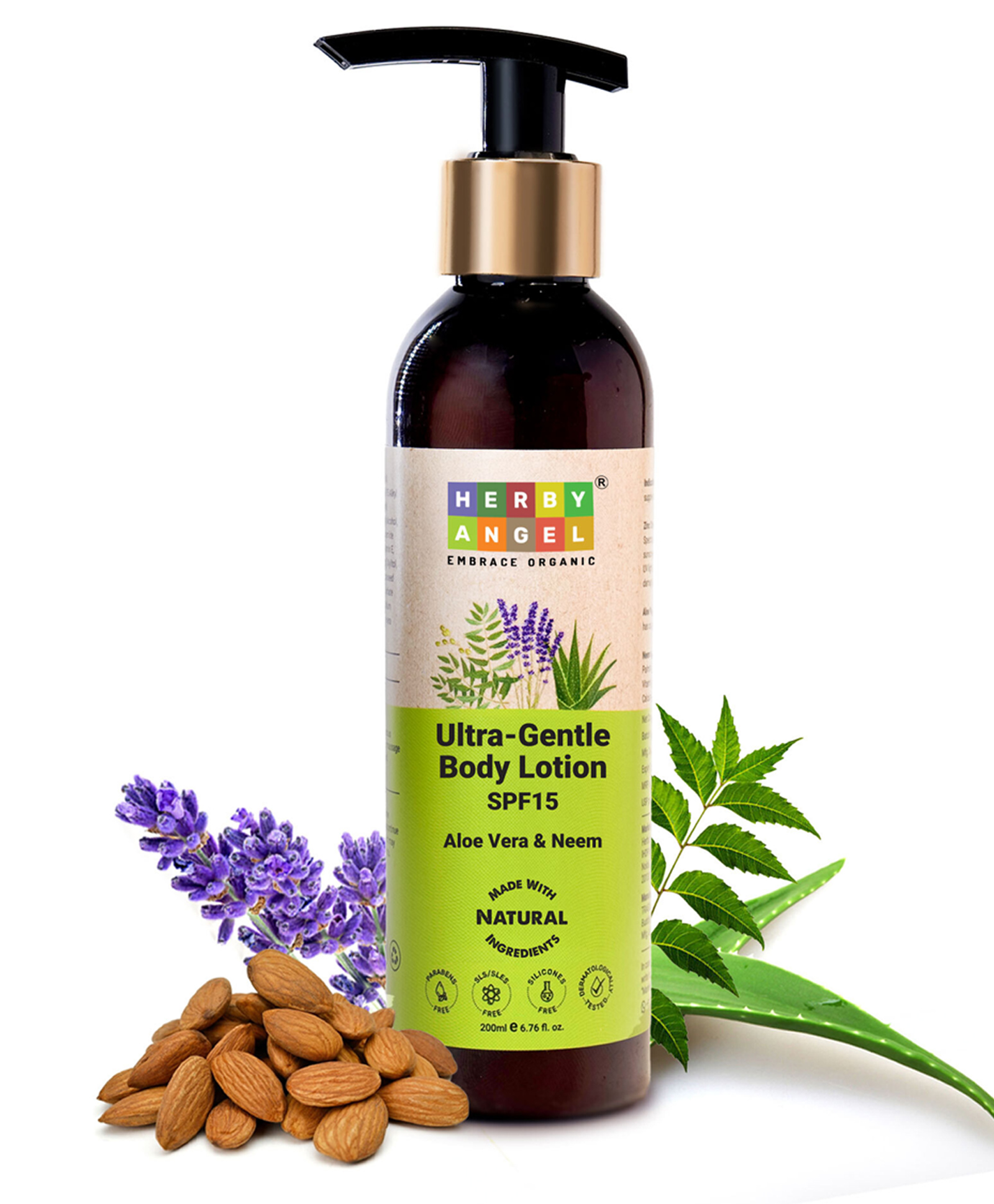 Herby Angel Body Lotion with SPF 15 for Babies & Kids, 24 Hour Moisturizer with Aloe Vera, Almond Oil & Shea Butter | Non Greasy & Quick Absorbing 200 ml-image-43