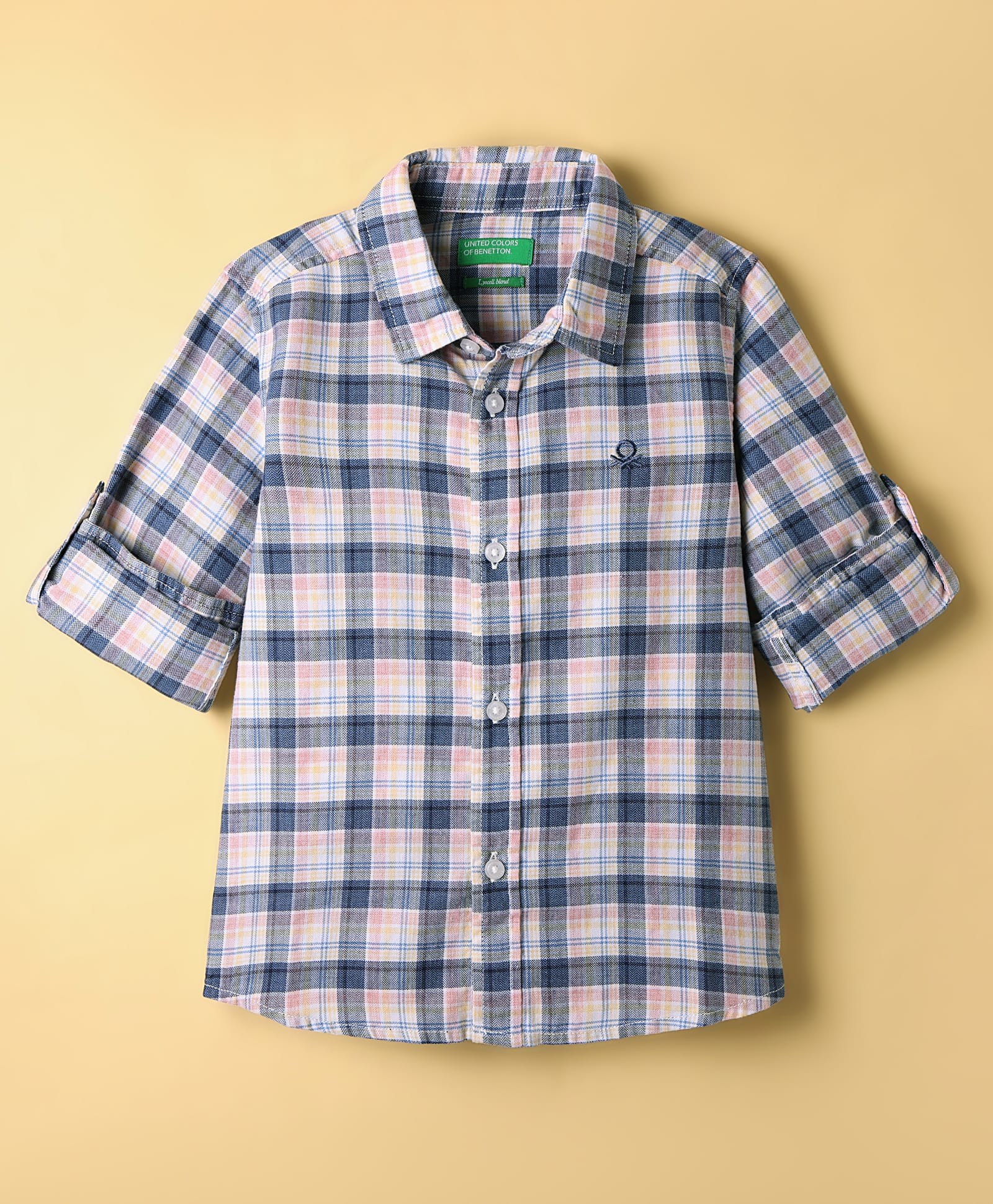 UCB Cotton Lyocell Woven Full Sleeves Checks Shirt - Navy Blue-picture-39