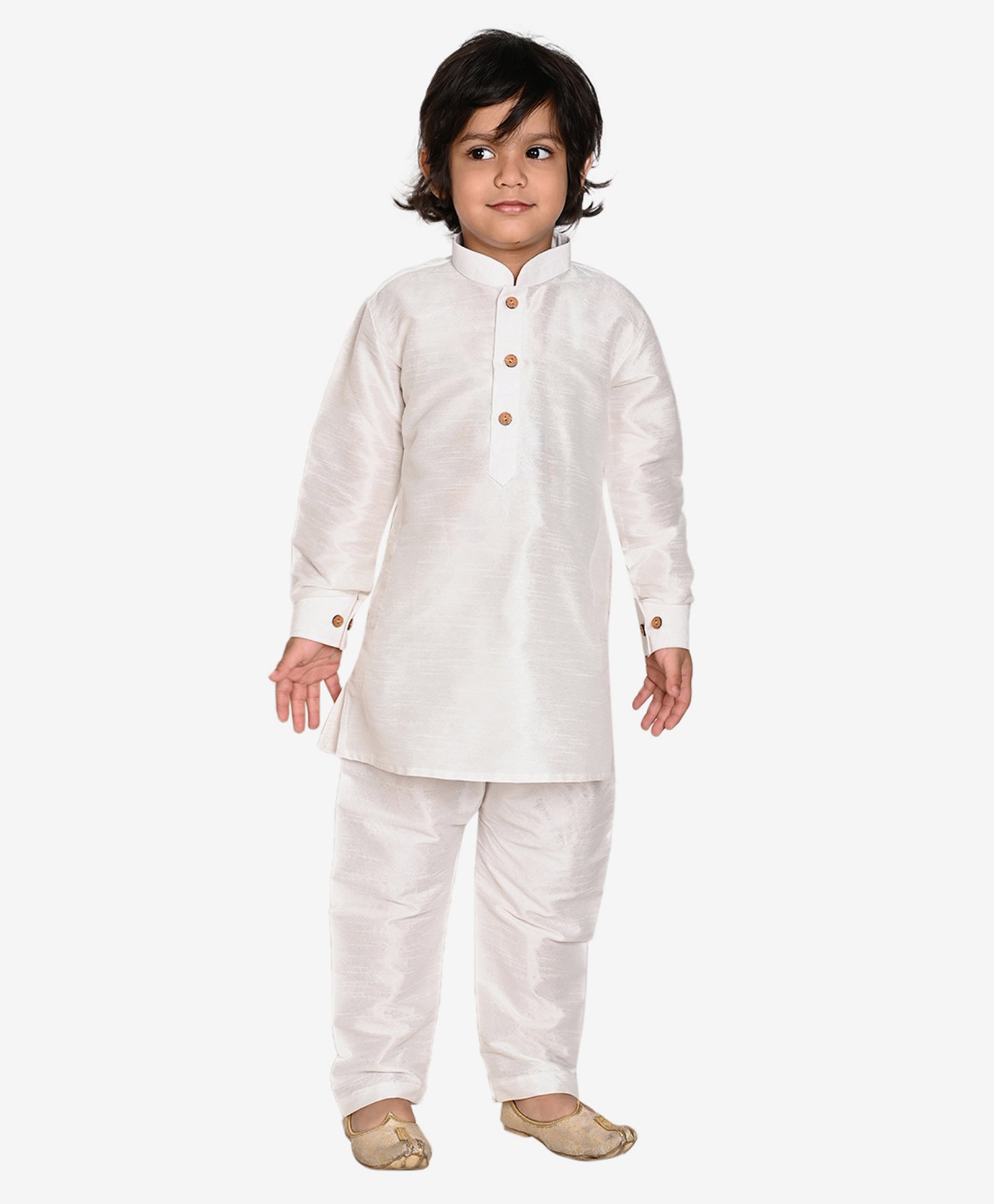 Pehanaava Cotton Woven Full Sleeves Solid Pathani Style Kurta Pyjama Set - White-image-7