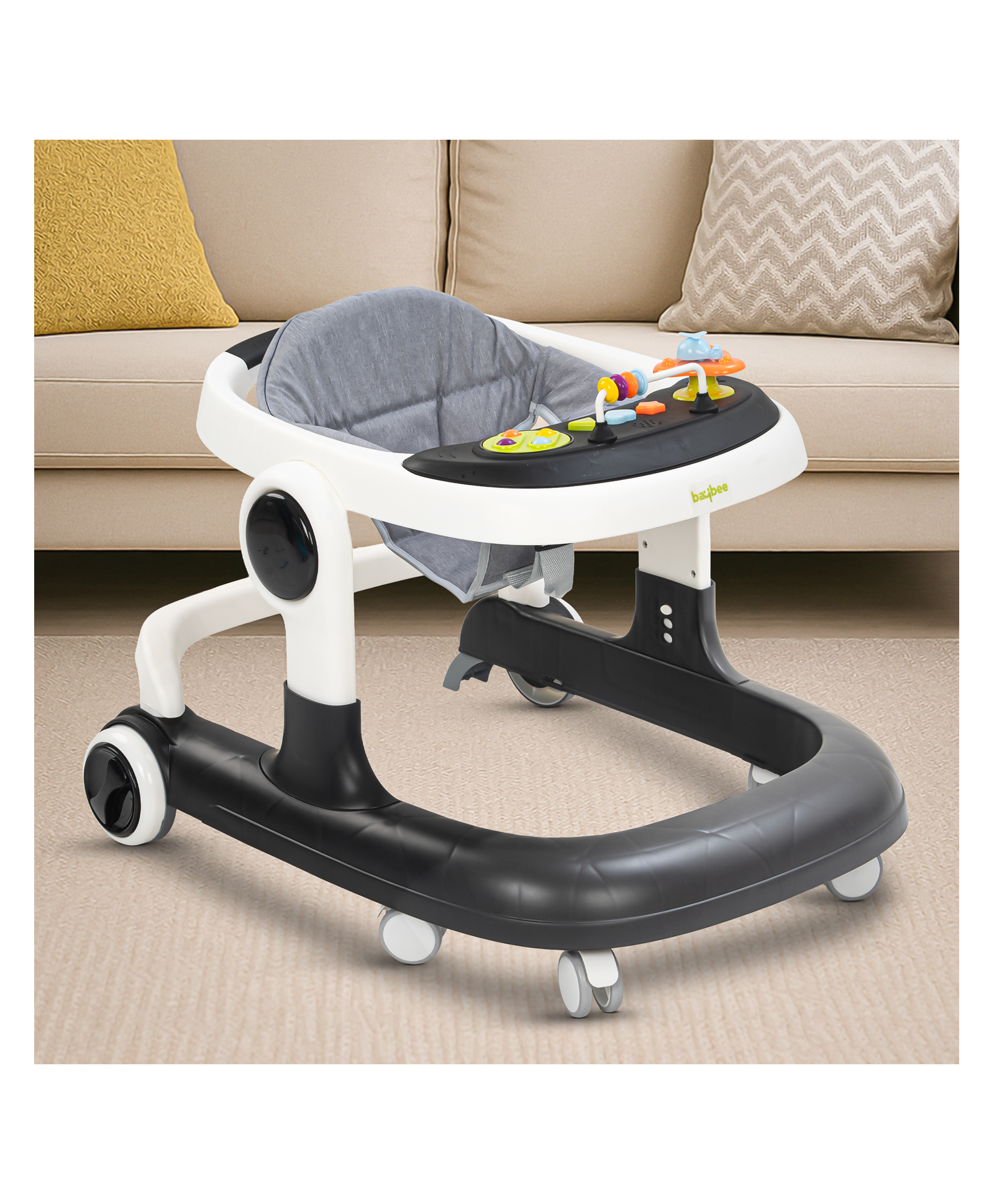 Baybee 2 in 1 Baby Walker for Kids with Adjustable Height & Wheel Lock | Activity Push Walker for Baby with Musical Toy Bar & Stopper | Kids Walker Baby 6-18 Months Boy Girl (Black)-picture-10